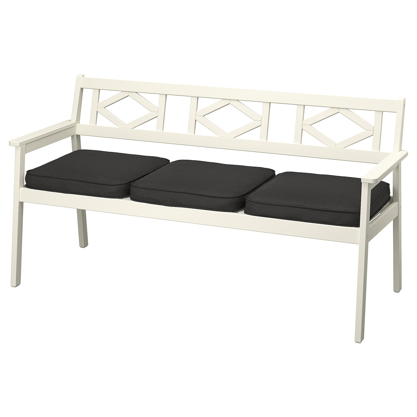 IKEA BONDHOLMEN ławka z oparciem, na zewnątrz, biały/beżowy/Järpön/Duvholmen antracyt, Szerokość: 163 cm