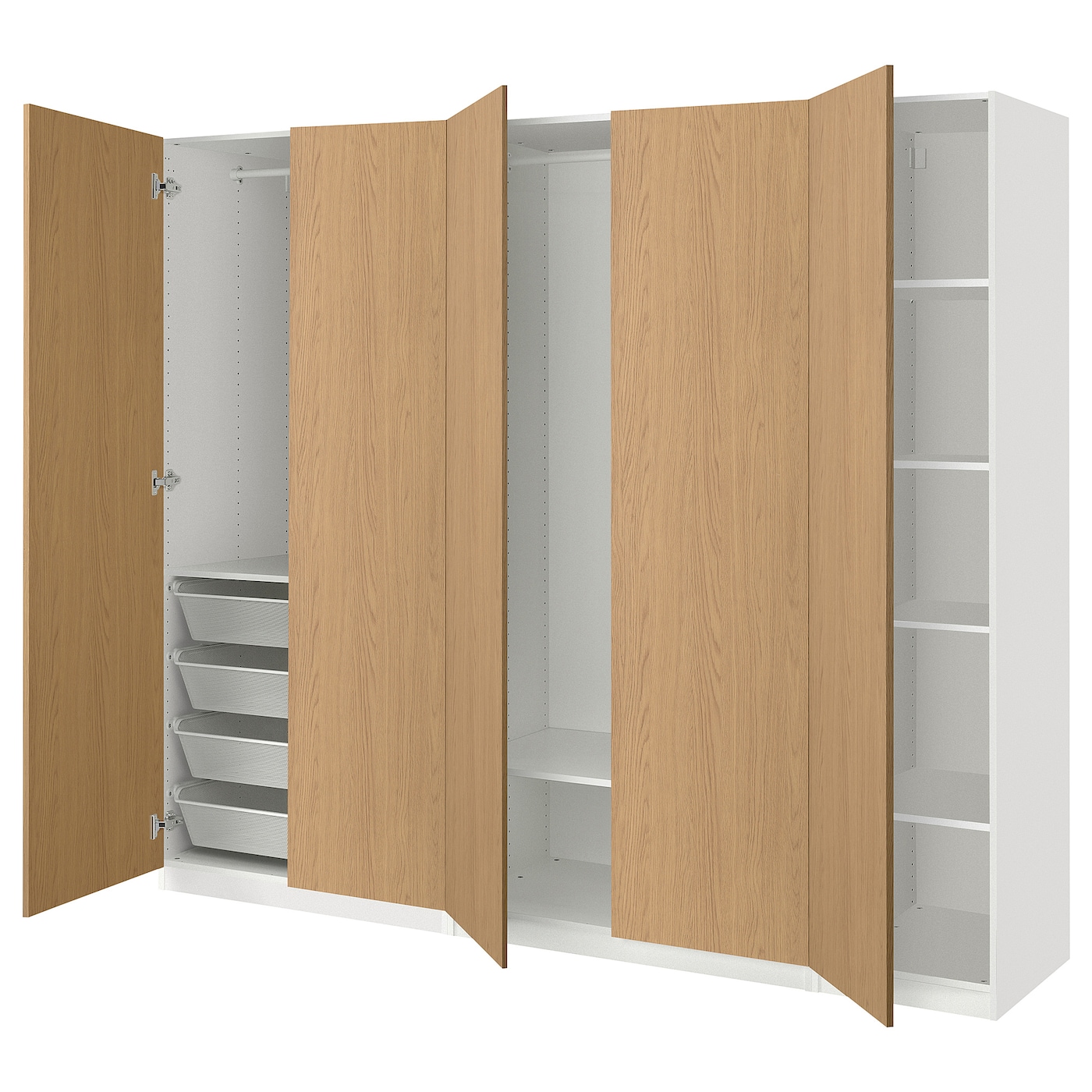 IKEA PAX / STORKLINTA kombinacja szafy, biały/imit. dębu, 250x60x201 cm