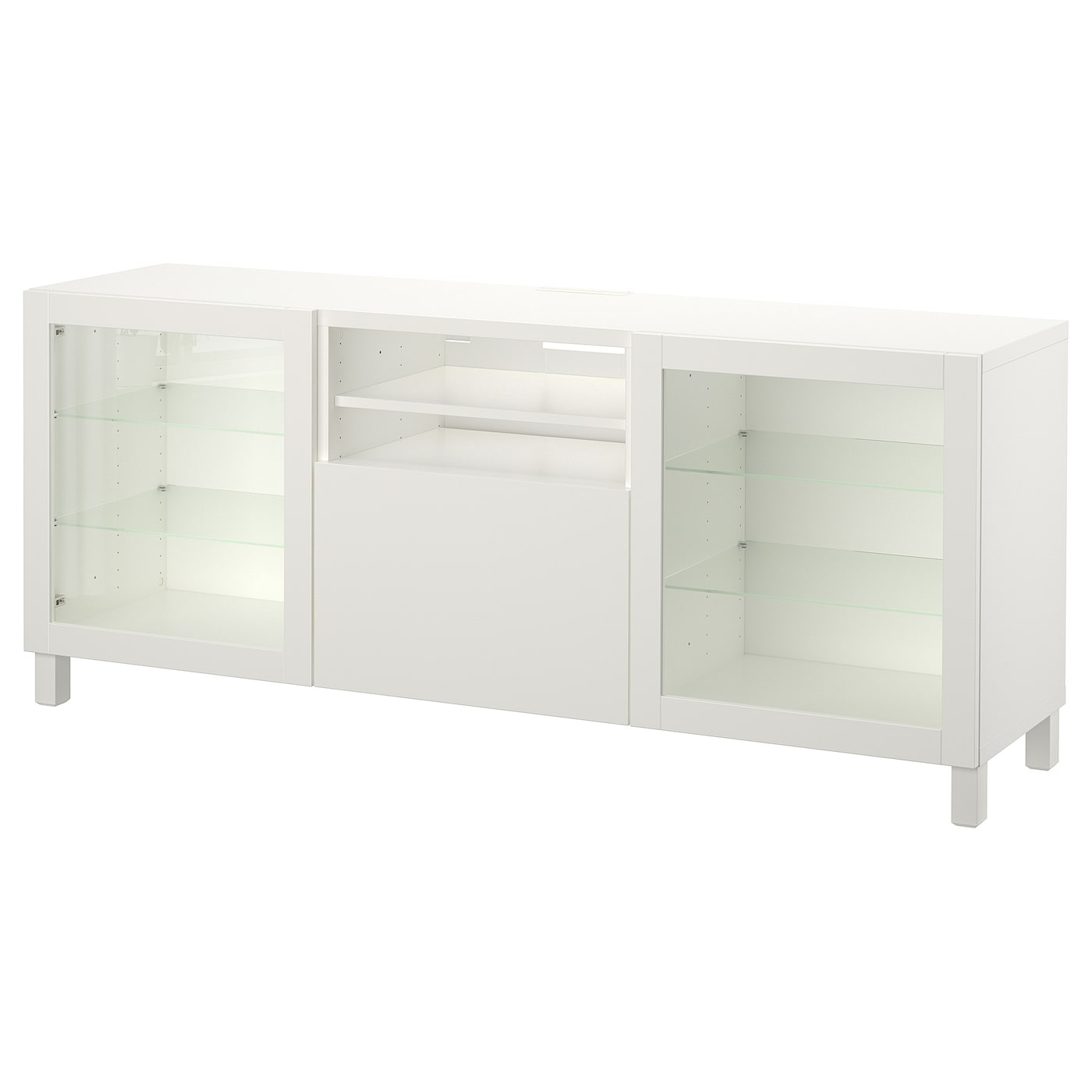 IKEA BESTÅ ława TV z drzwiami i szufladami, biały/Lappviken/Stubbarp Sindvik, 180x42x74 cm