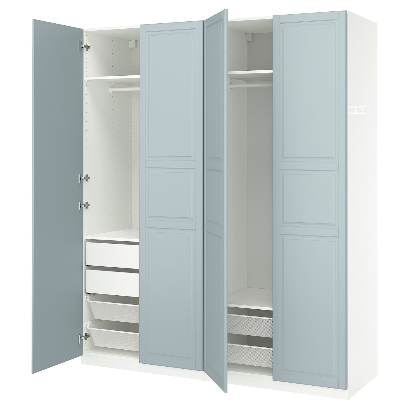 IKEA PAX / FJÄREHALS kombinacja szafy, biały/jasny szaroniebieski, 200x60x236 cm