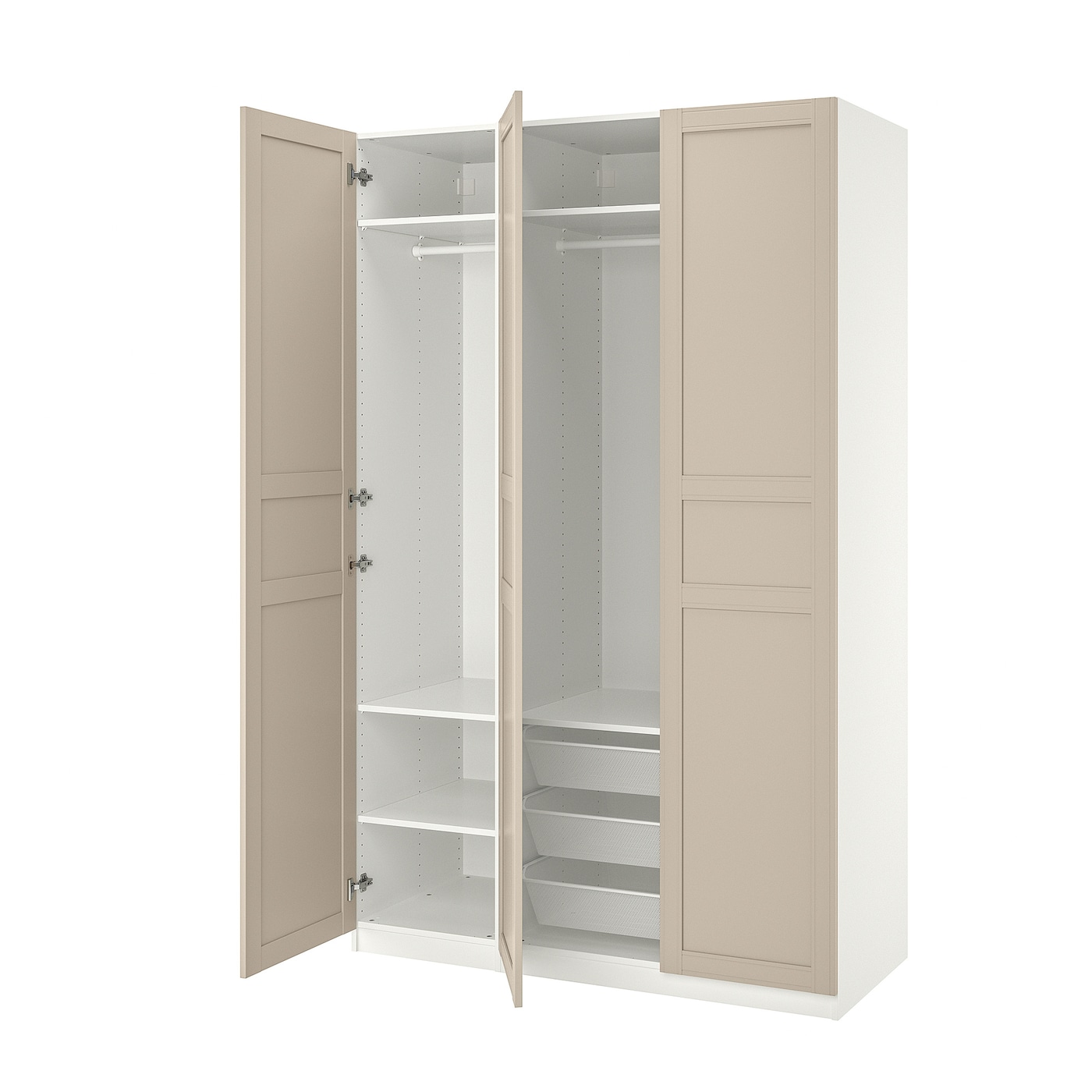 IKEA PAX / FLISBERGET kombinacja szafy, biały/jasnobeżowy, 150x60x236 cm
