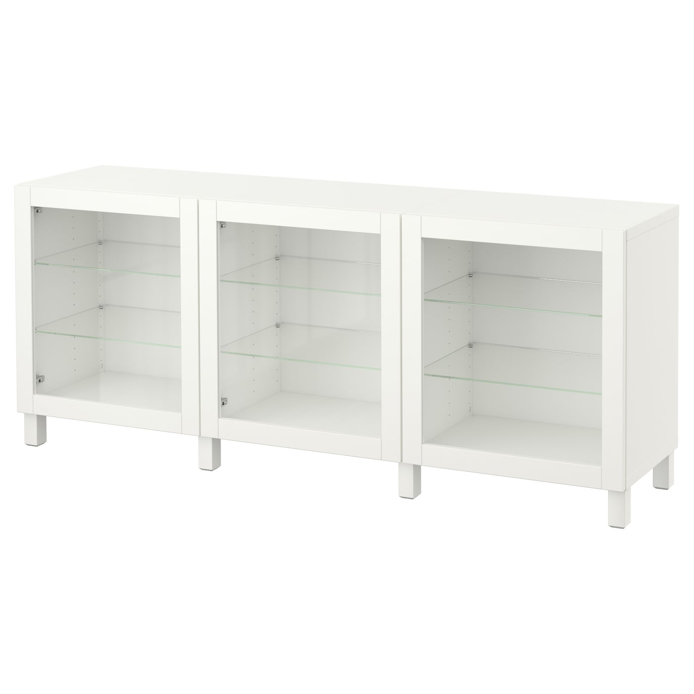 IKEA BESTÅ kombinacja z drzwiami, biały/Sindvik/Stubbarp białe szkło przezroczyste, 180x42x74 cm