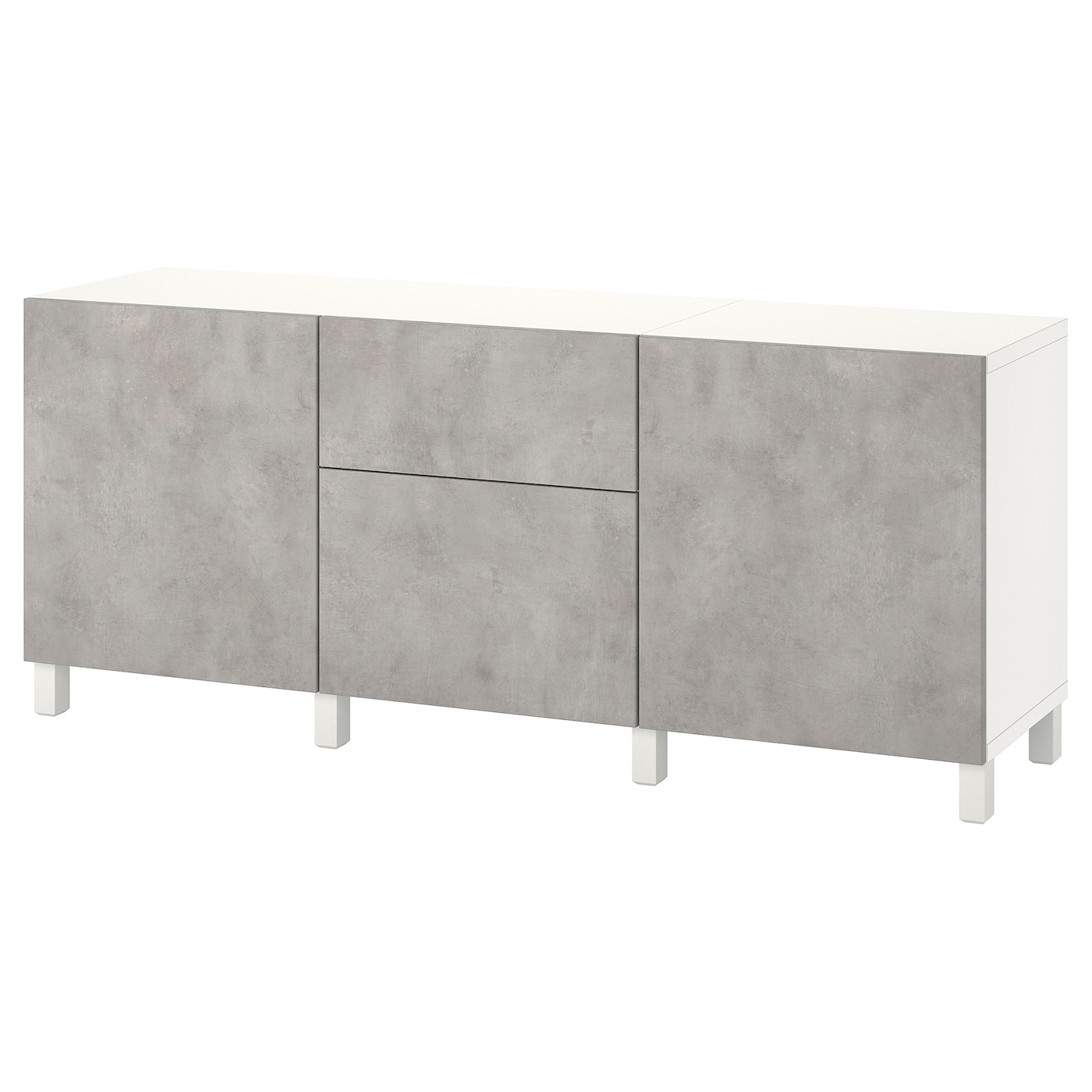 IKEA BESTÅ kombinacja z szufladami, biały Kallviken/jasnoszary imitacja betonu, 180x42x74 cm