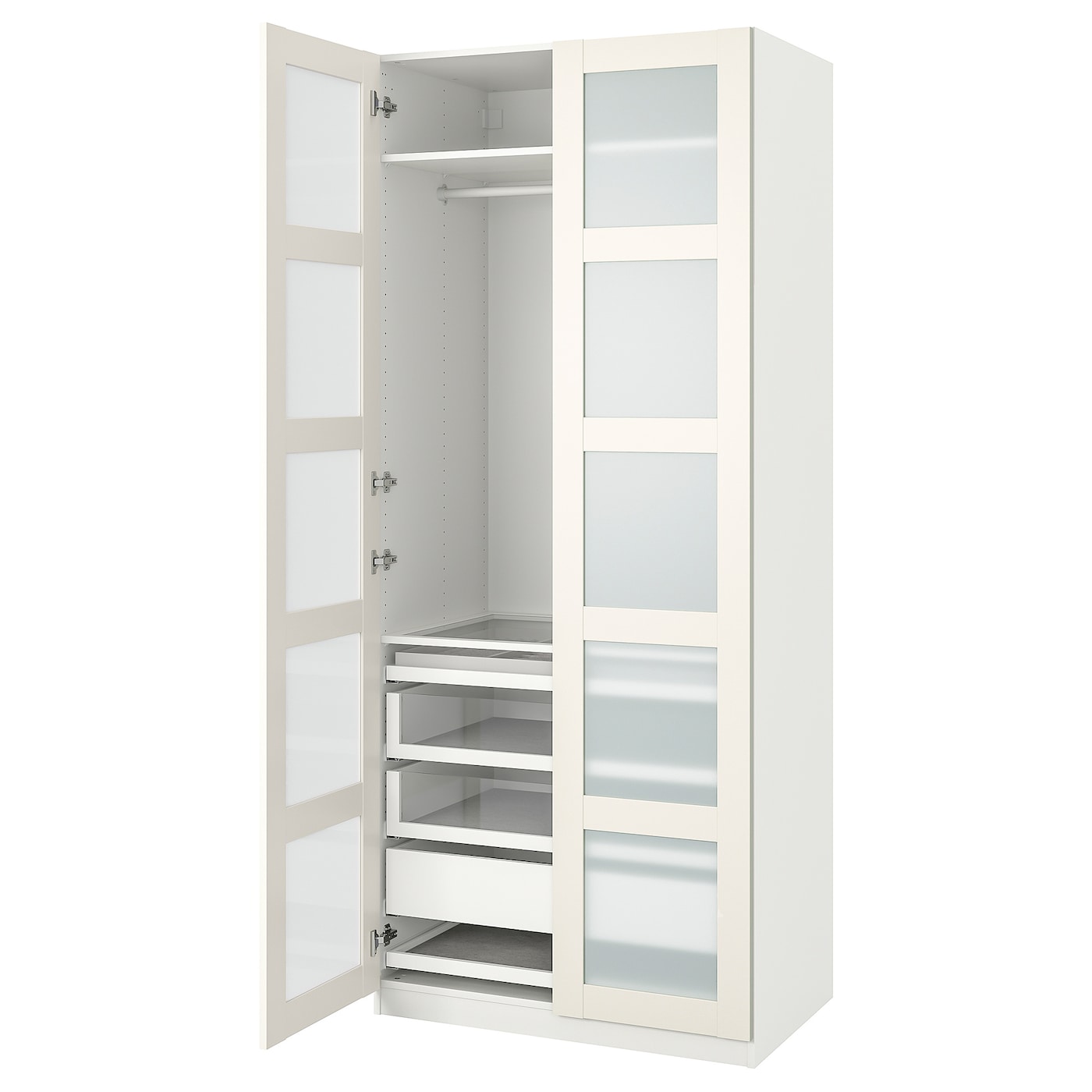 IKEA PAX / BERGSBO kombinacja szafy, biały/szkło matowe biały, 100x60x236 cm