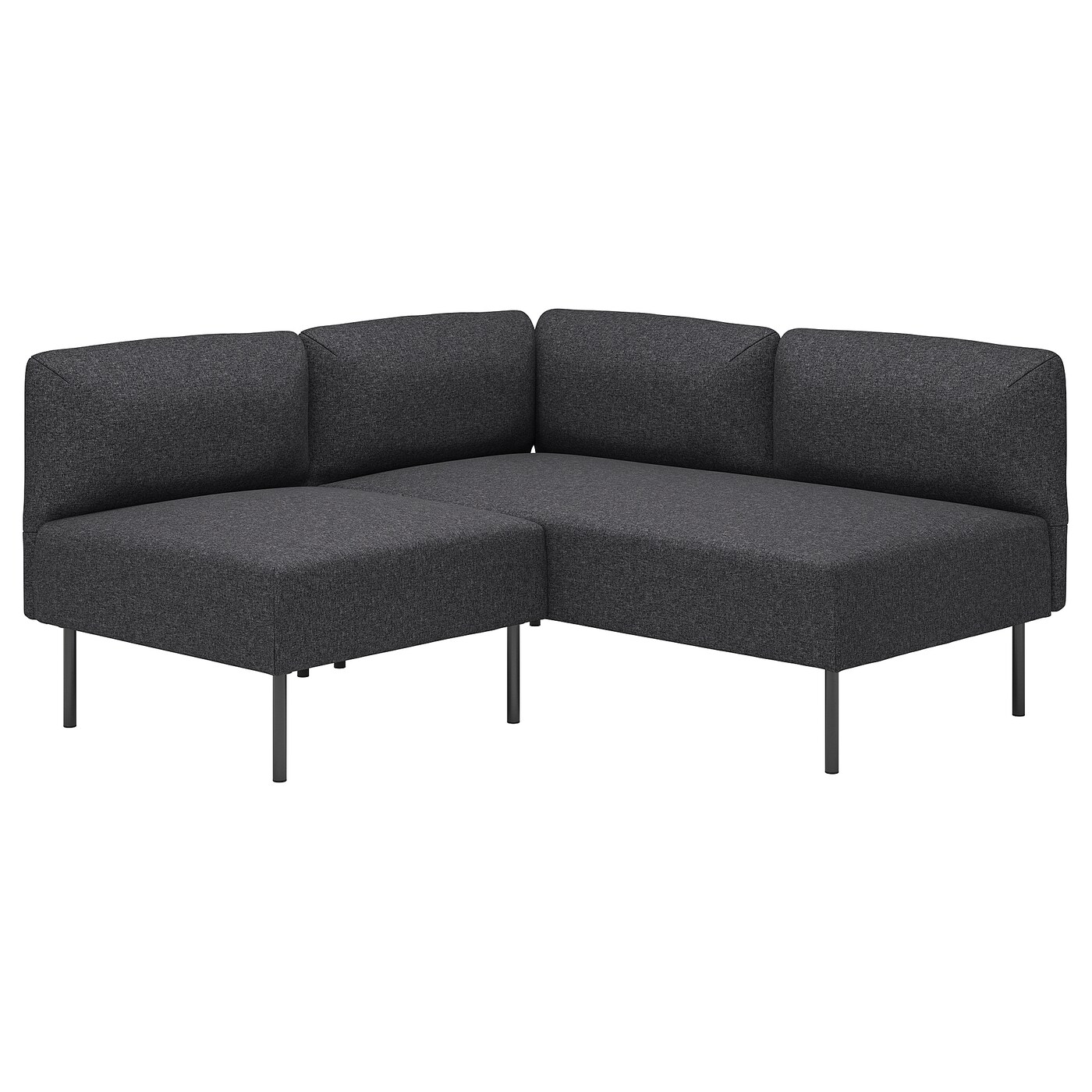 IKEA LILLEHEM modułowa sofa narożna, 2-osobowa, Gunnared ciemnoszary/metal, Głębokość: 76 cm