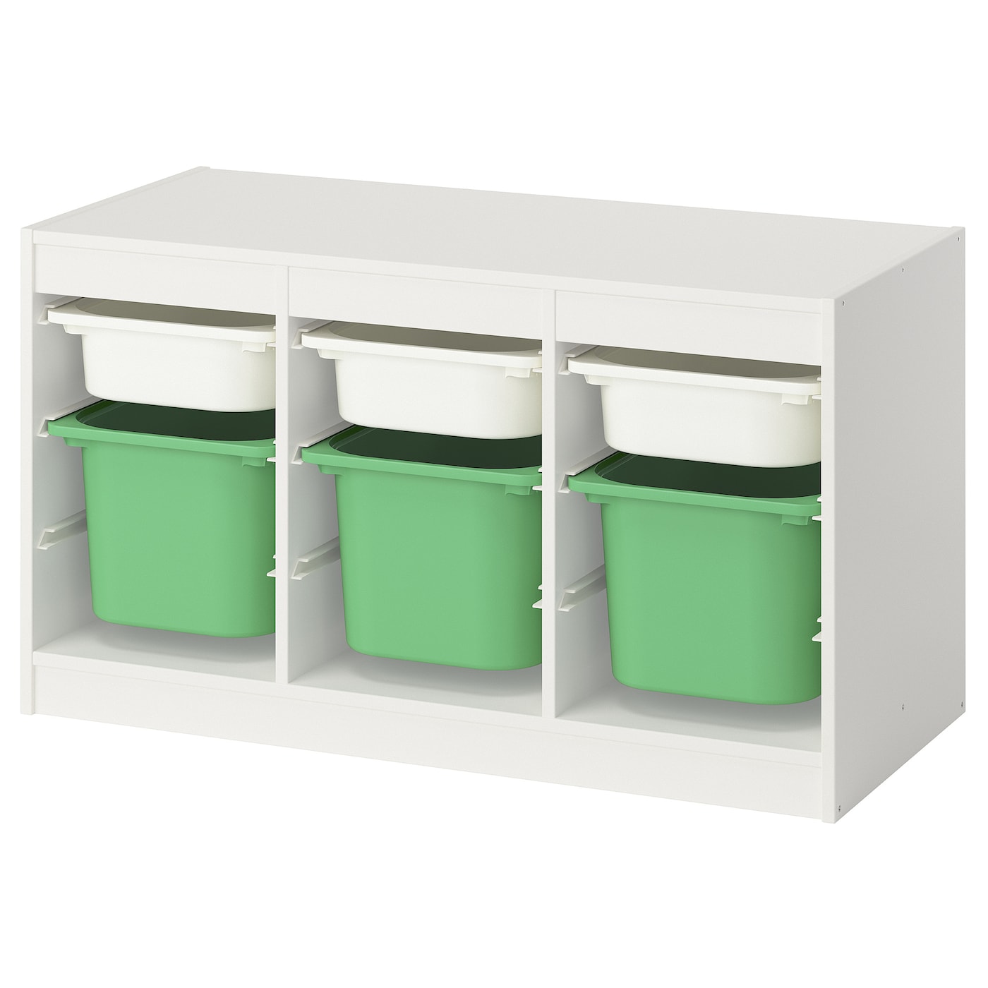 IKEA TROFAST regał z pojemnikami, biały biały/jaskrawozielony, 99x44x56 cm