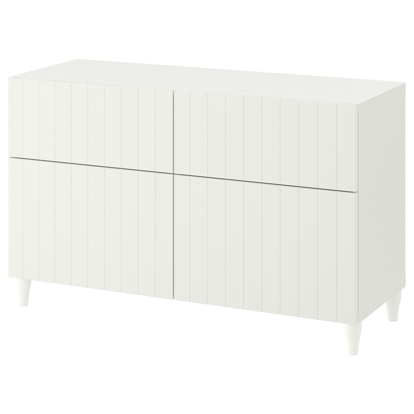 IKEA BESTÅ kombinacja regałowa z drzw/szuf, biały/Sutterviken/Kabbarp biały, 120x42x74 cm