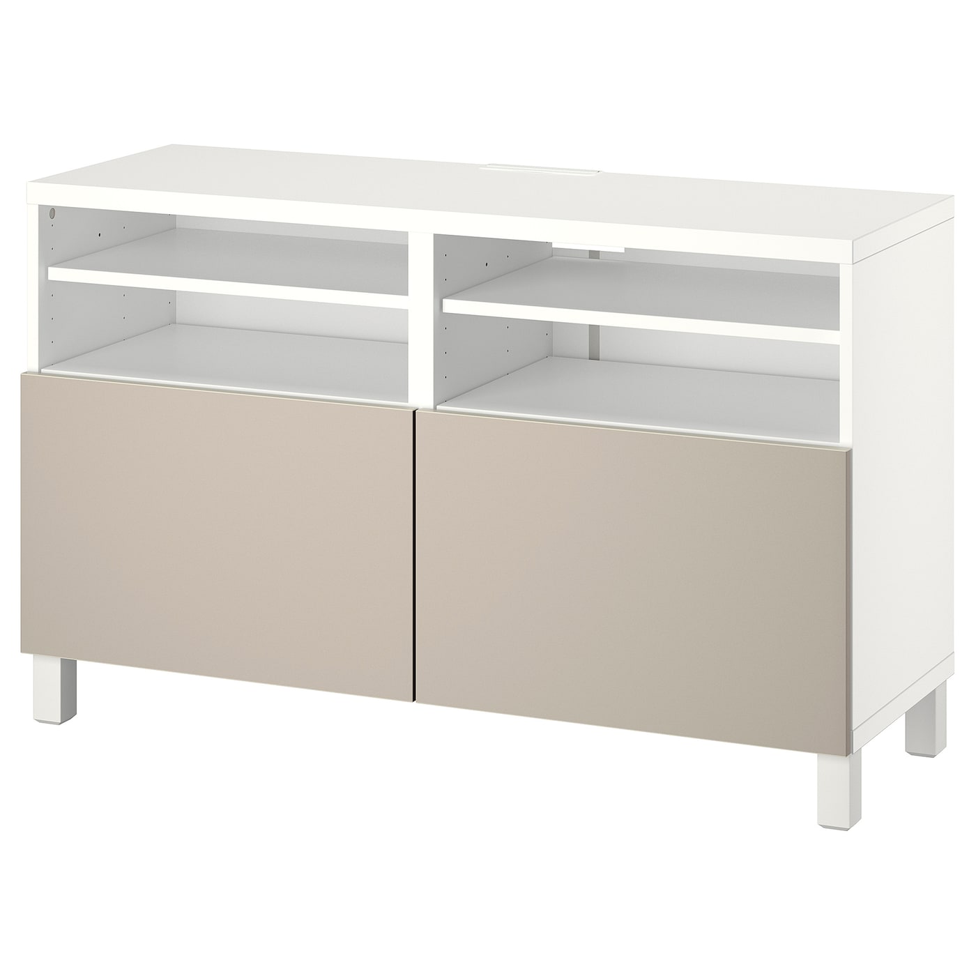 IKEA BESTÅ ława TV z drzwiami, biały/Lappviken/Stubbarp jasnoszary/beżowy, 120x42x74 cm