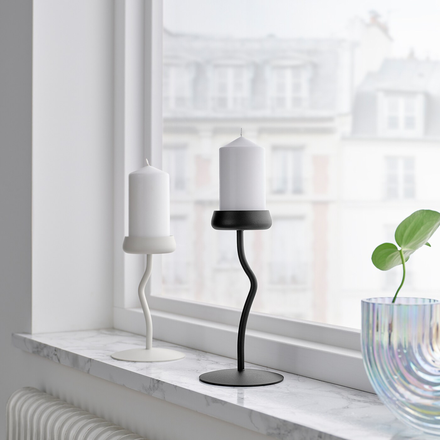 IKEA SILVERPÄRON świecznik na świecę kolumnową, biały, 20 cm