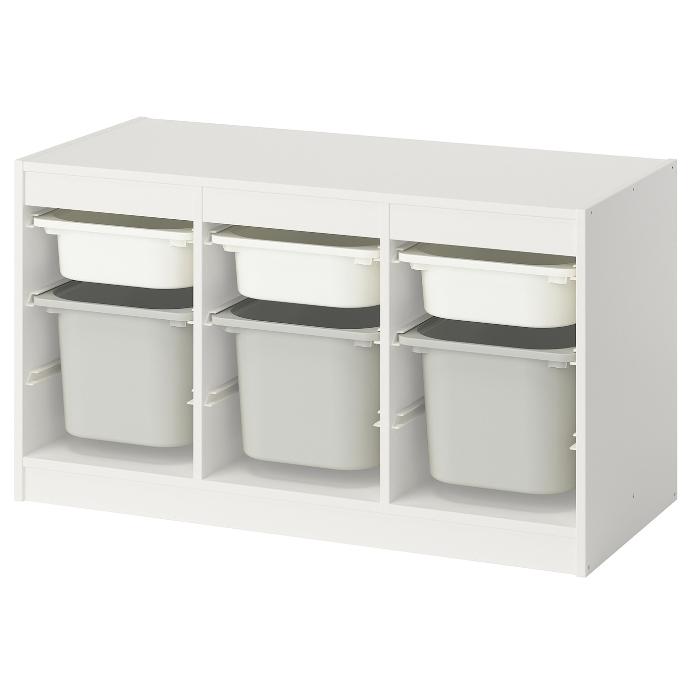 IKEA TROFAST regał z pojemnikami, biały biały/szary, 99x44x56 cm