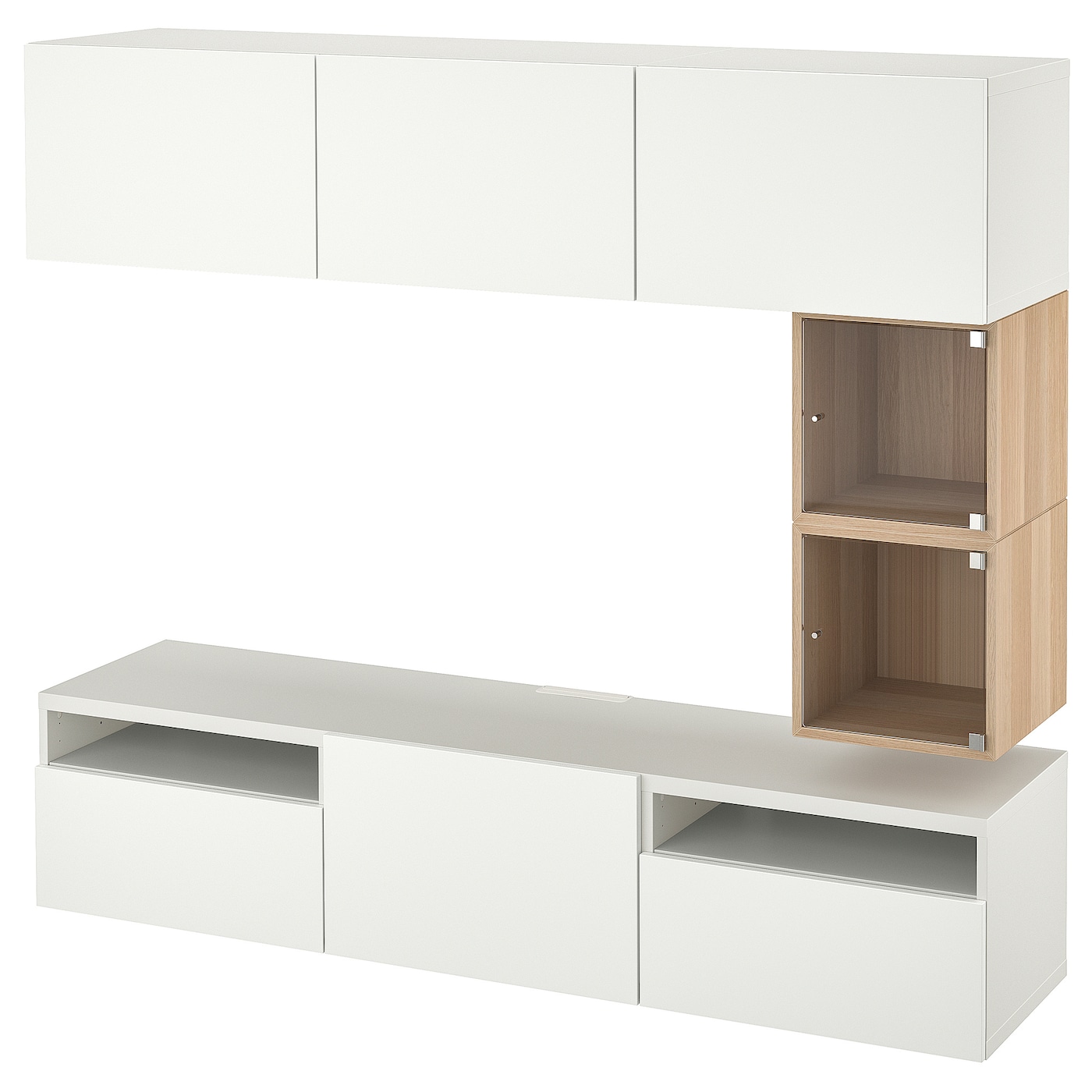 IKEA BESTÅ / EKET szafka pod TV, biały/Lappviken biały, 180x42x166 cm