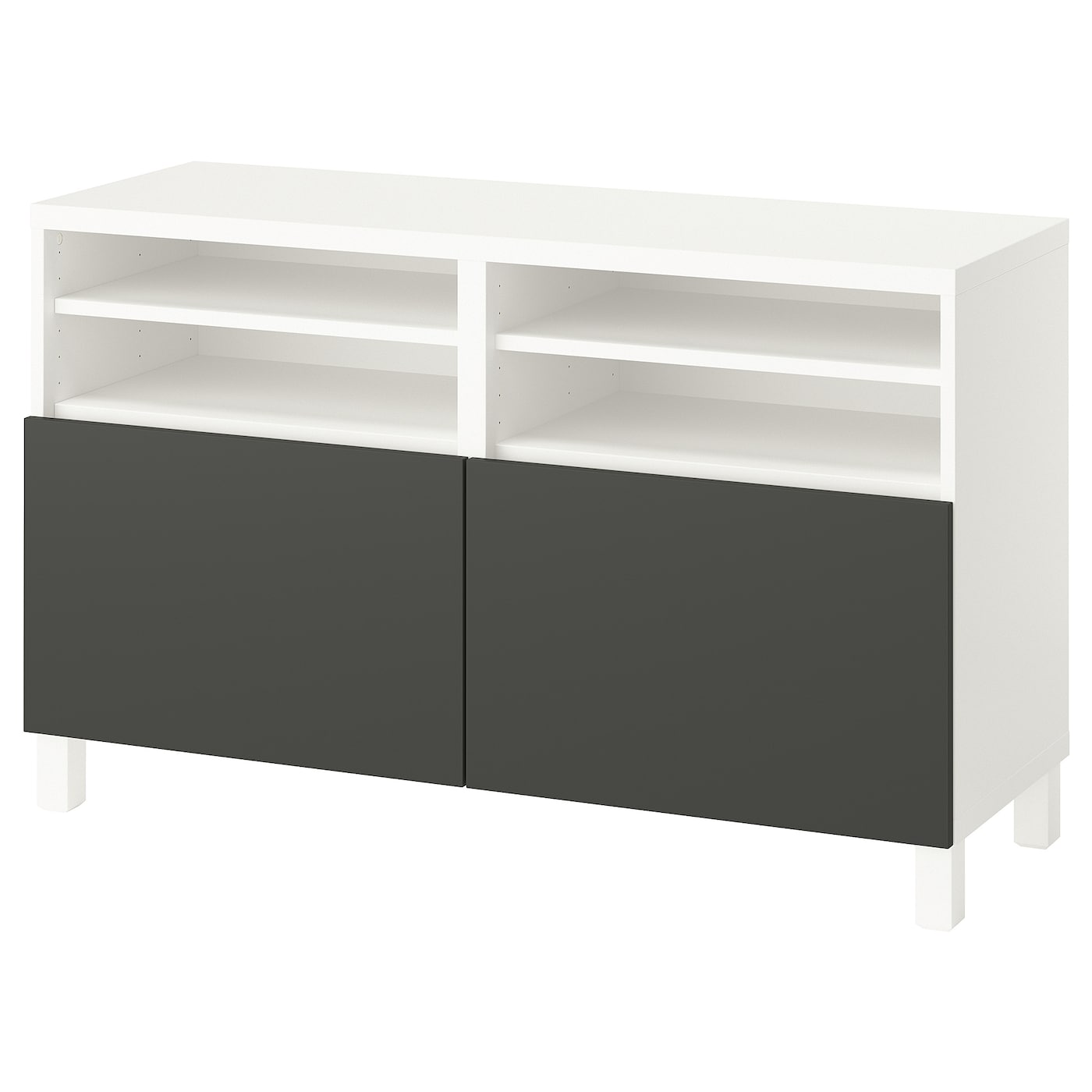 IKEA BESTÅ ława TV z drzwiami, biały/Lappviken/Stubbarp ciemnoszary, 120x42x74 cm
