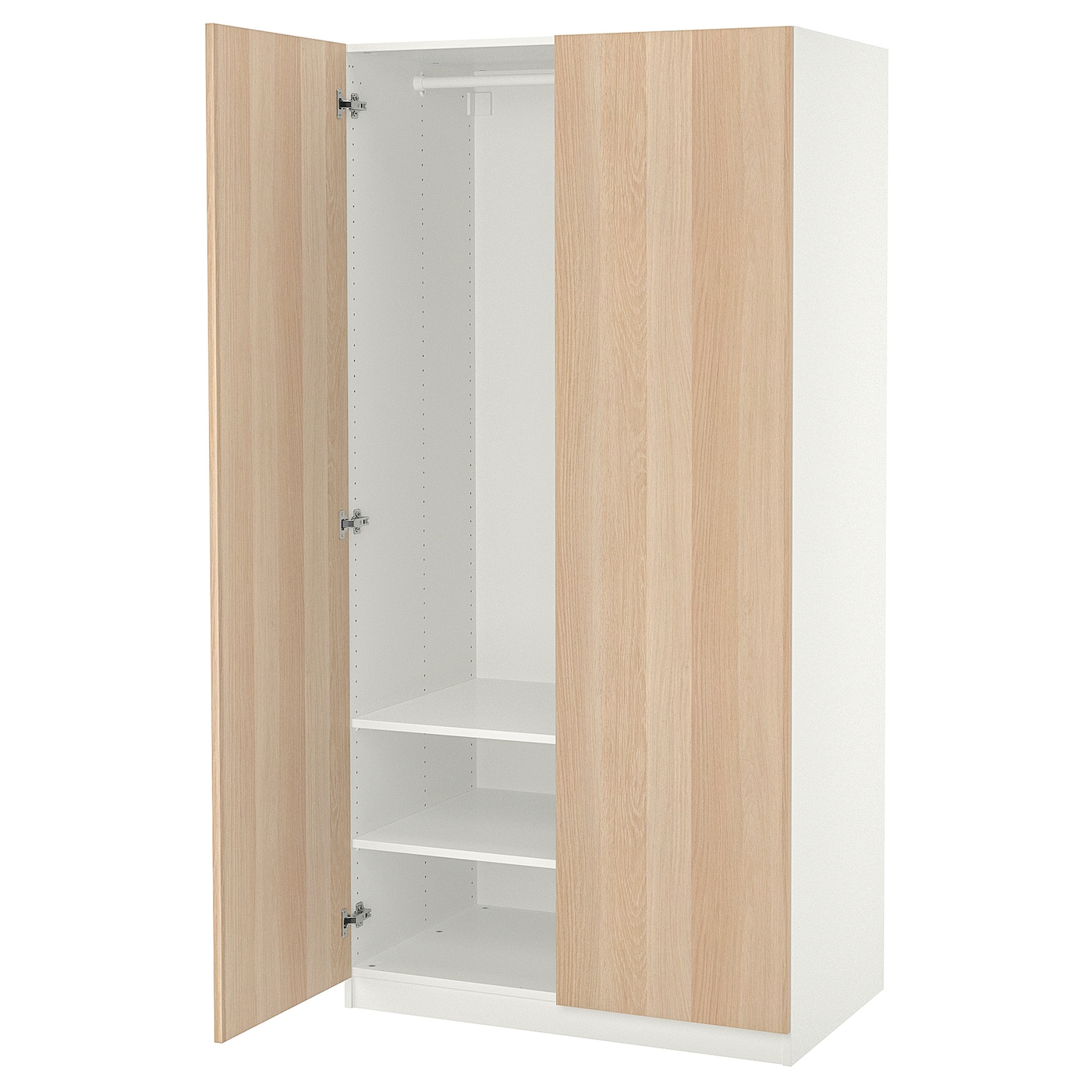 IKEA PAX / FORSAND szafa, biały/imitacja dębu bejcowanego na biało, 100x60x201 cm