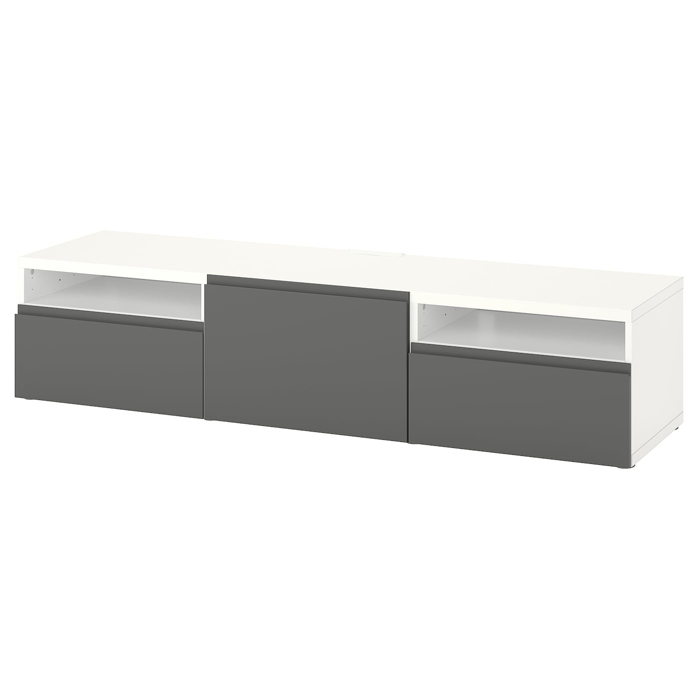 IKEA BESTÅ szafka pod TV, biały/Västerviken ciemnoszary, 180x42x39 cm