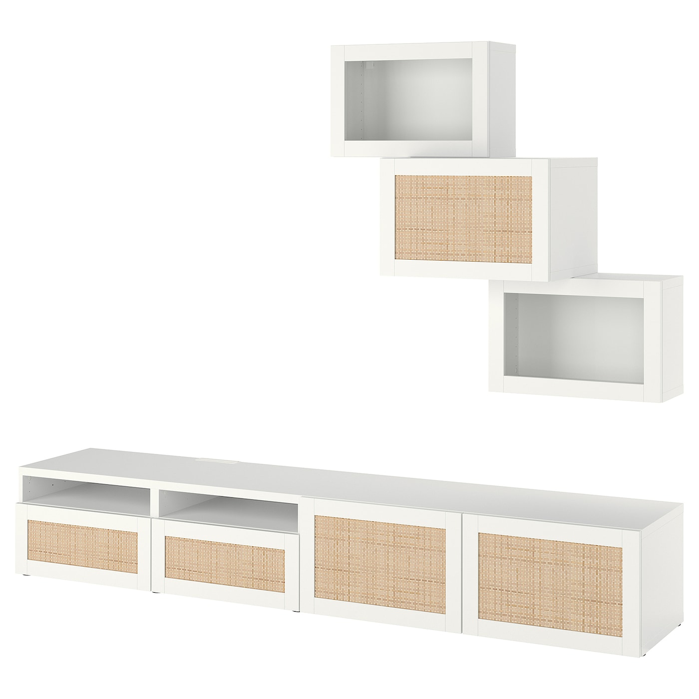IKEA BESTÅ kombinacja na TV/szklane drzwi, biały Sindvik/Studsviken biały, 240x42x190 cm