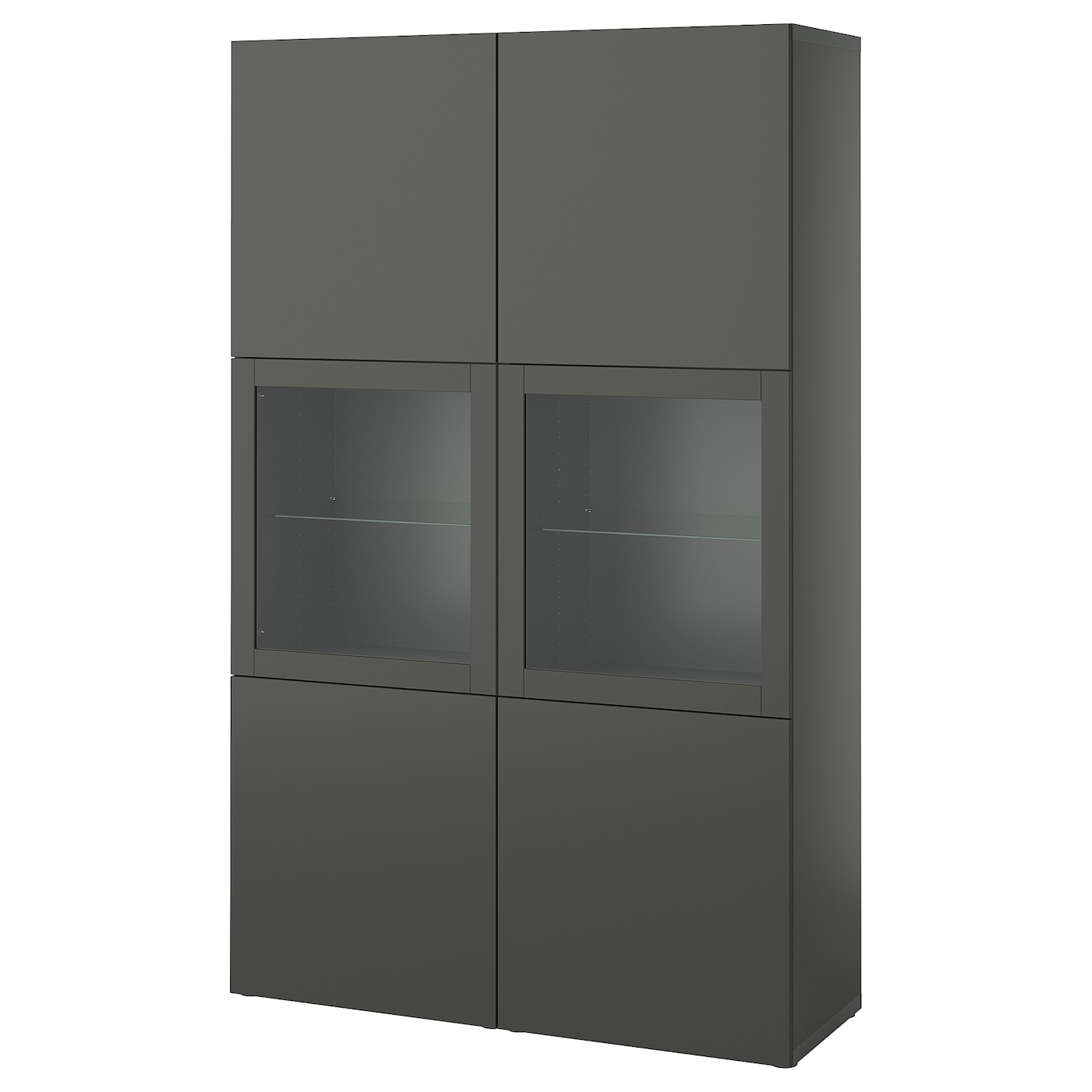 IKEA BESTÅ regał/szklane drzwi, ciemnoszary Lappviken/Sindvik ciemnoszary, 120x42x193 cm