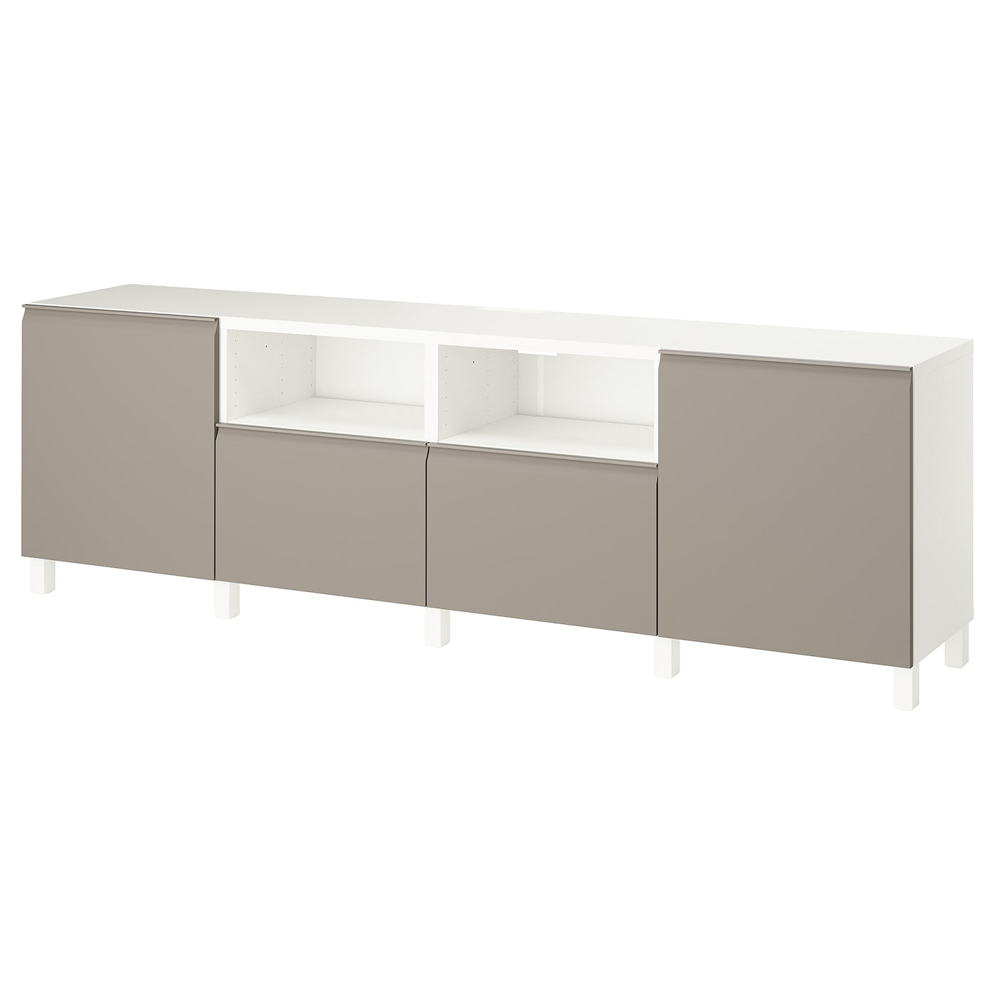 IKEA BESTÅ ława TV z drzwiami i szufladami, biały/Hammarsmed/Stubbarp beżowy, 240x42x74 cm