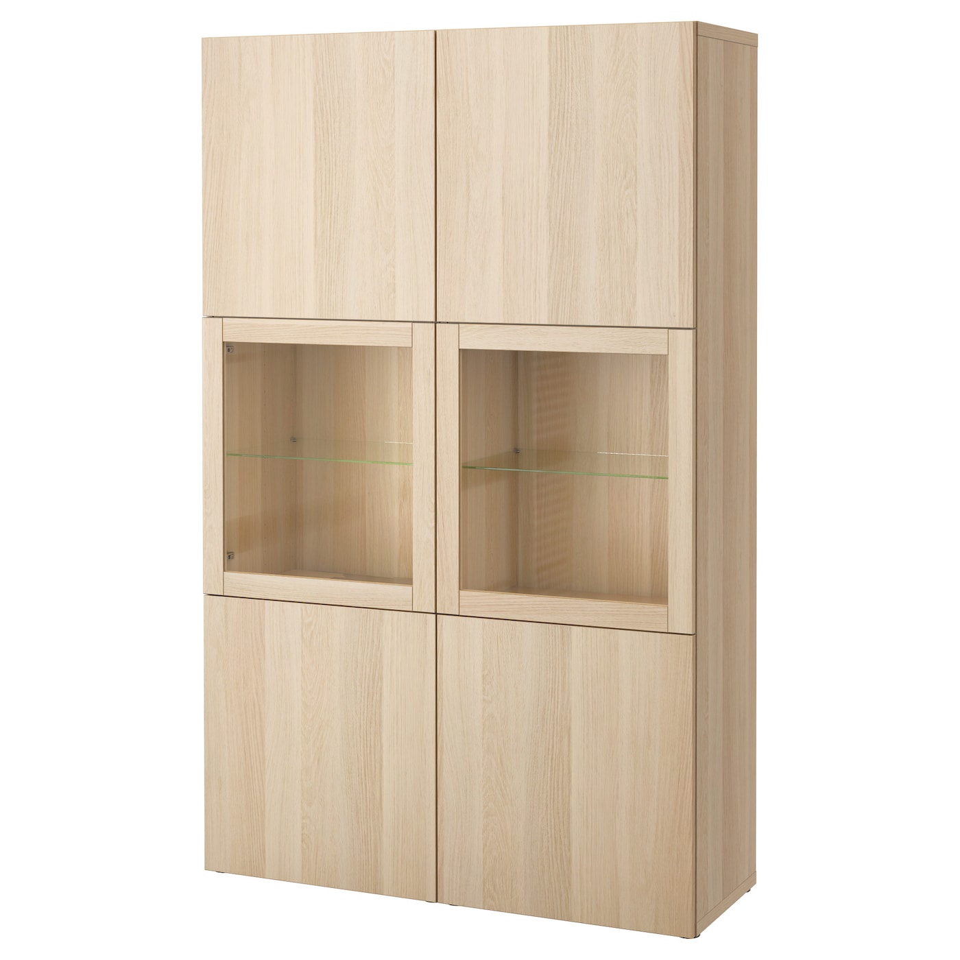 IKEA BESTÅ regał/szklane drzwi, imitacja dębu bejcowanego na biało Lappviken/Sindvik dąb bejcowany biało szk bezbarwne, 120x42x193 cm