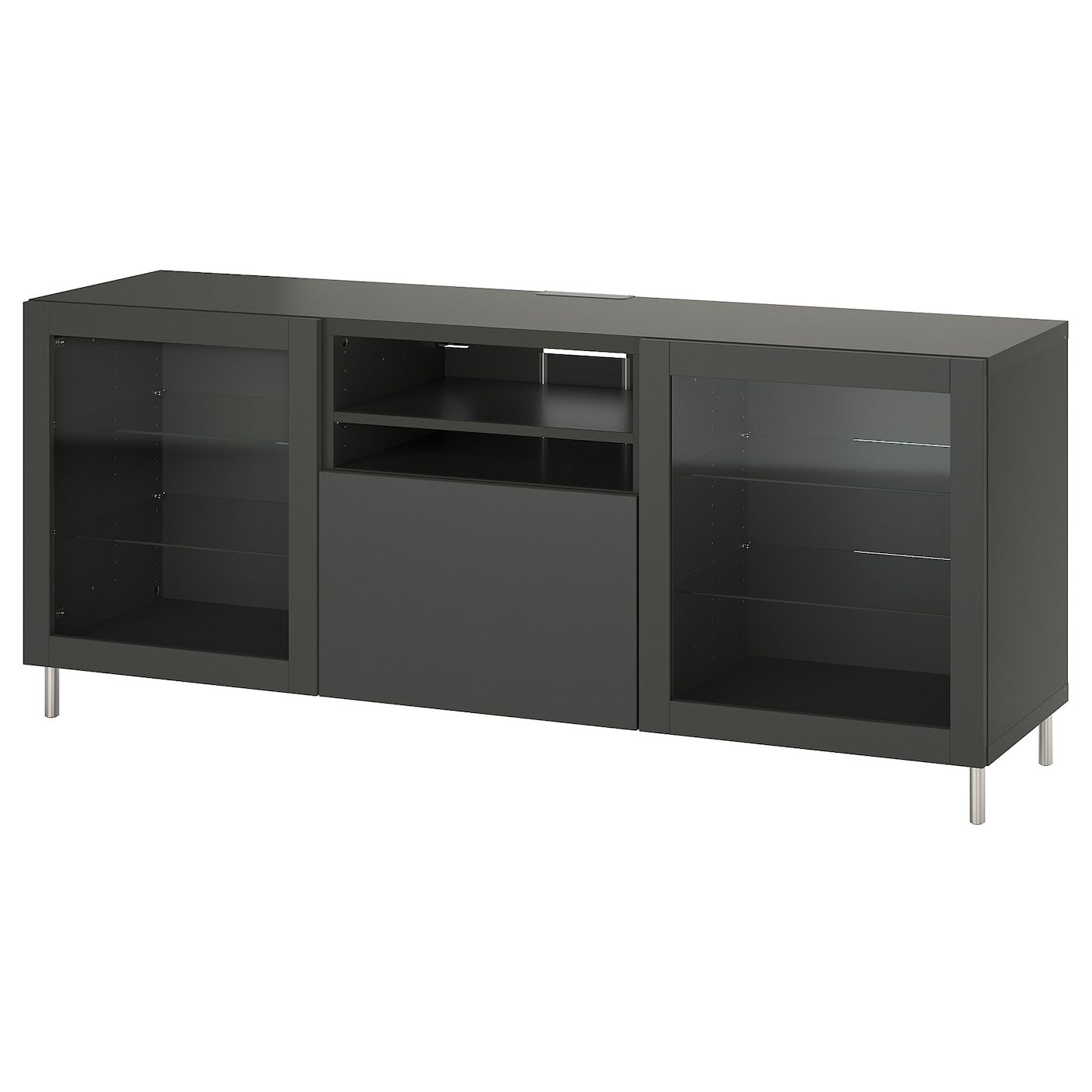 IKEA BESTÅ ława TV z szufladami, ciemnoszary Sindvik/Lappviken/Stubbarp ciemnoszary, 180x42x74 cm
