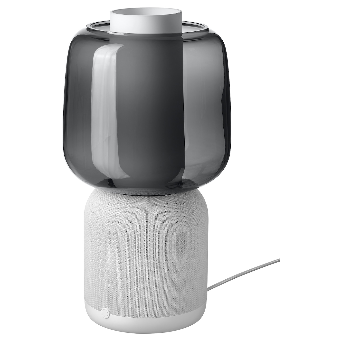 IKEA SYMFONISK lampa/głośnik Wi-Fi, szklany klosz, biały/czarny, Długość kabla: 200 cm