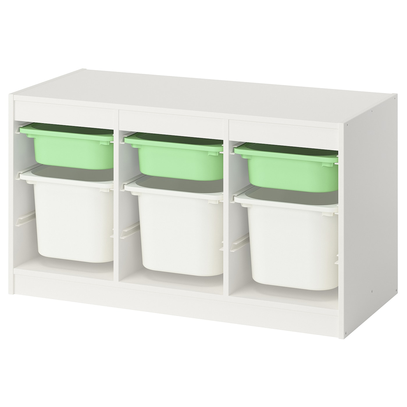 IKEA TROFAST regał z pojemnikami, biały jasnozielony/biały, 99x44x56 cm
