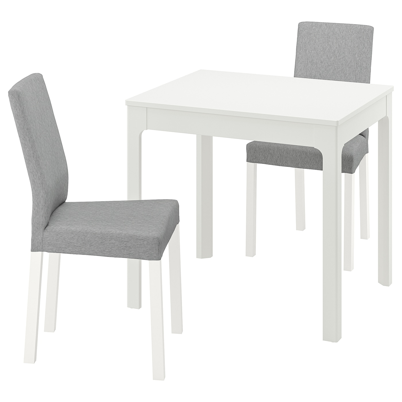 IKEA EKEDALEN / KÄTTIL stół i 2 krzesła, biały/Knisa jasnoszary, 80/120 cm