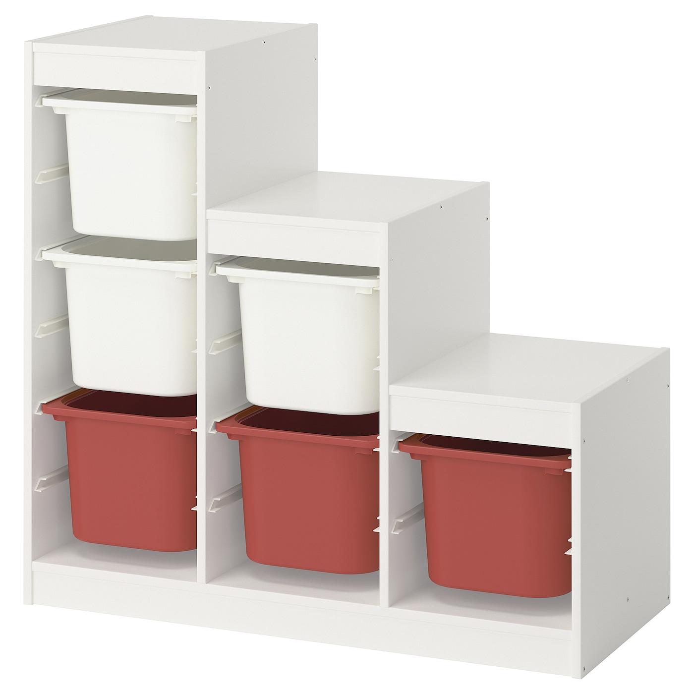 IKEA TROFAST regał z pojemnikami, biały biały/czerwony, 99x44x94 cm