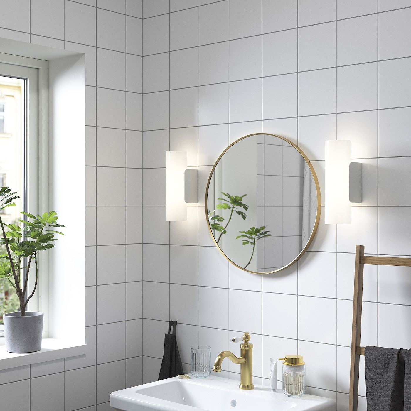 IKEA LINDBYN lustro, złoty kolor, 50 cm