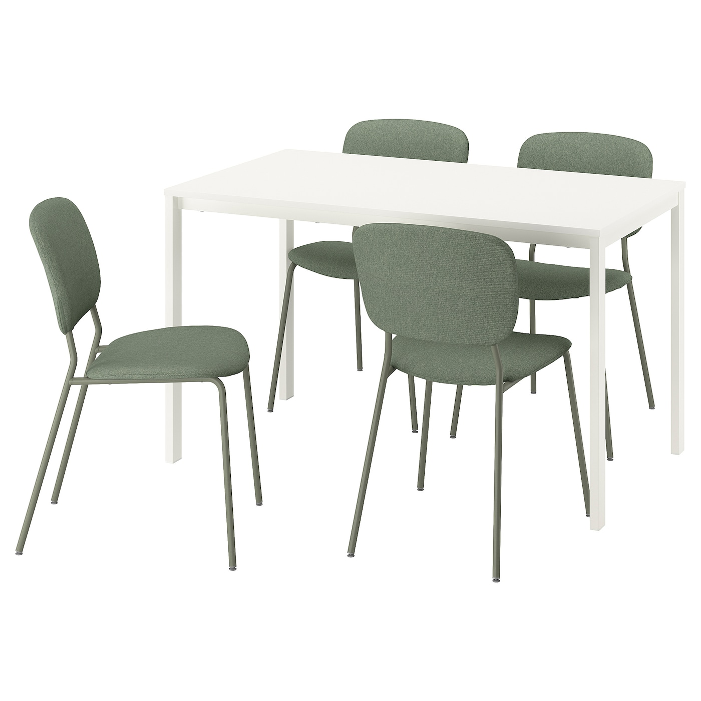 IKEA VIHALS / VIHALS stół i 4 krzesła, biały biały/zielony Tibbleby szarozielony, 125x74 cm