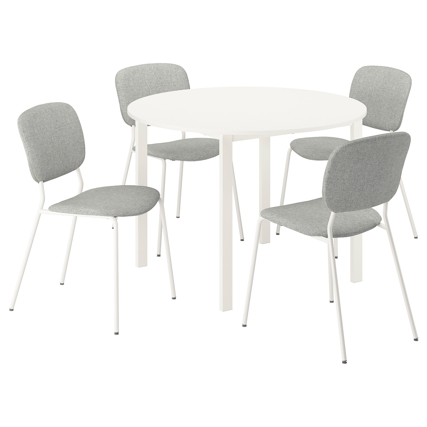 IKEA VIHALS / VIHALS stół i 4 krzesła, biały biały/biały Tibbleby beżowoszary, 107 cm