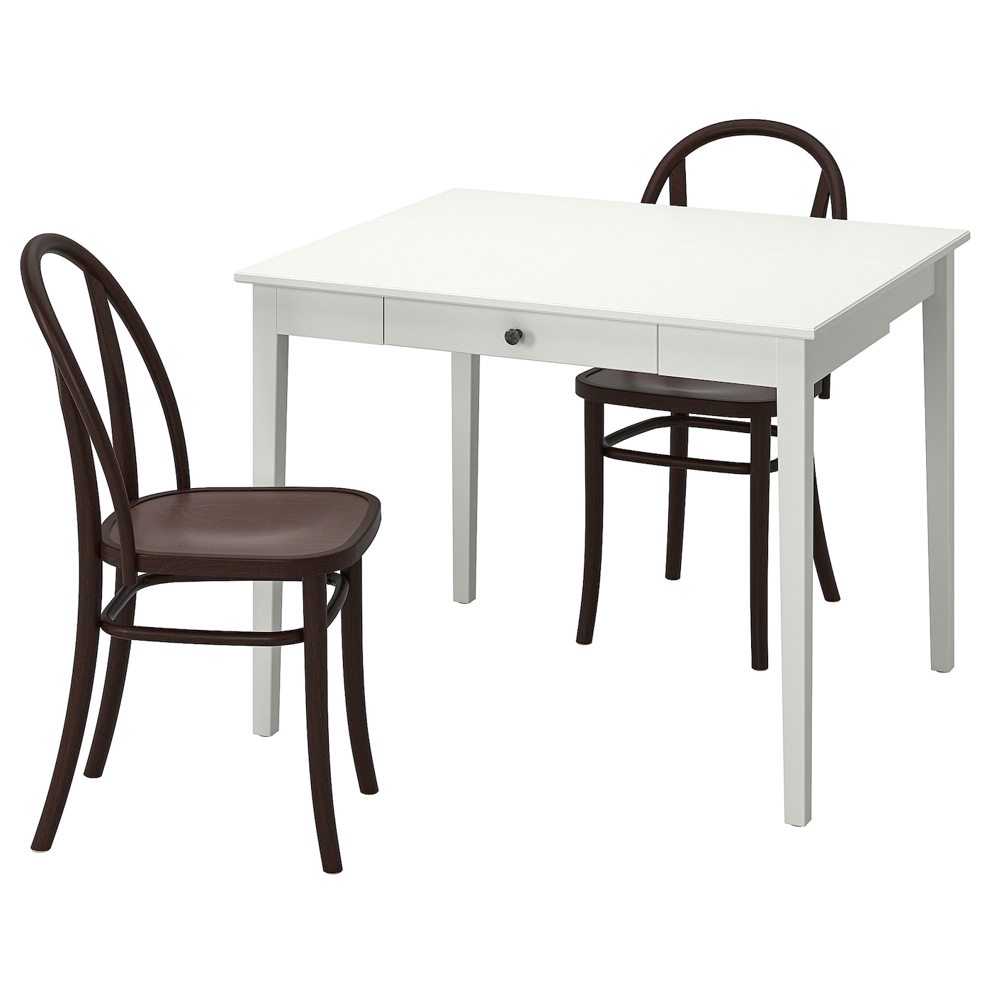 IKEA IDANÄS / SKOGSBO stół i 2 krzesła, biały/ciemnobrązowy, 51/86x96 cm