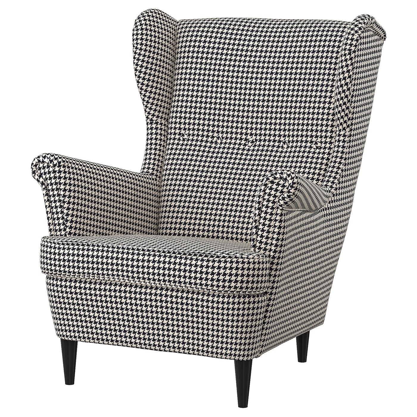 IKEA STRANDMON fotel uszak, Vibberbo czarny/beżowy, Szerokość: 82 cm