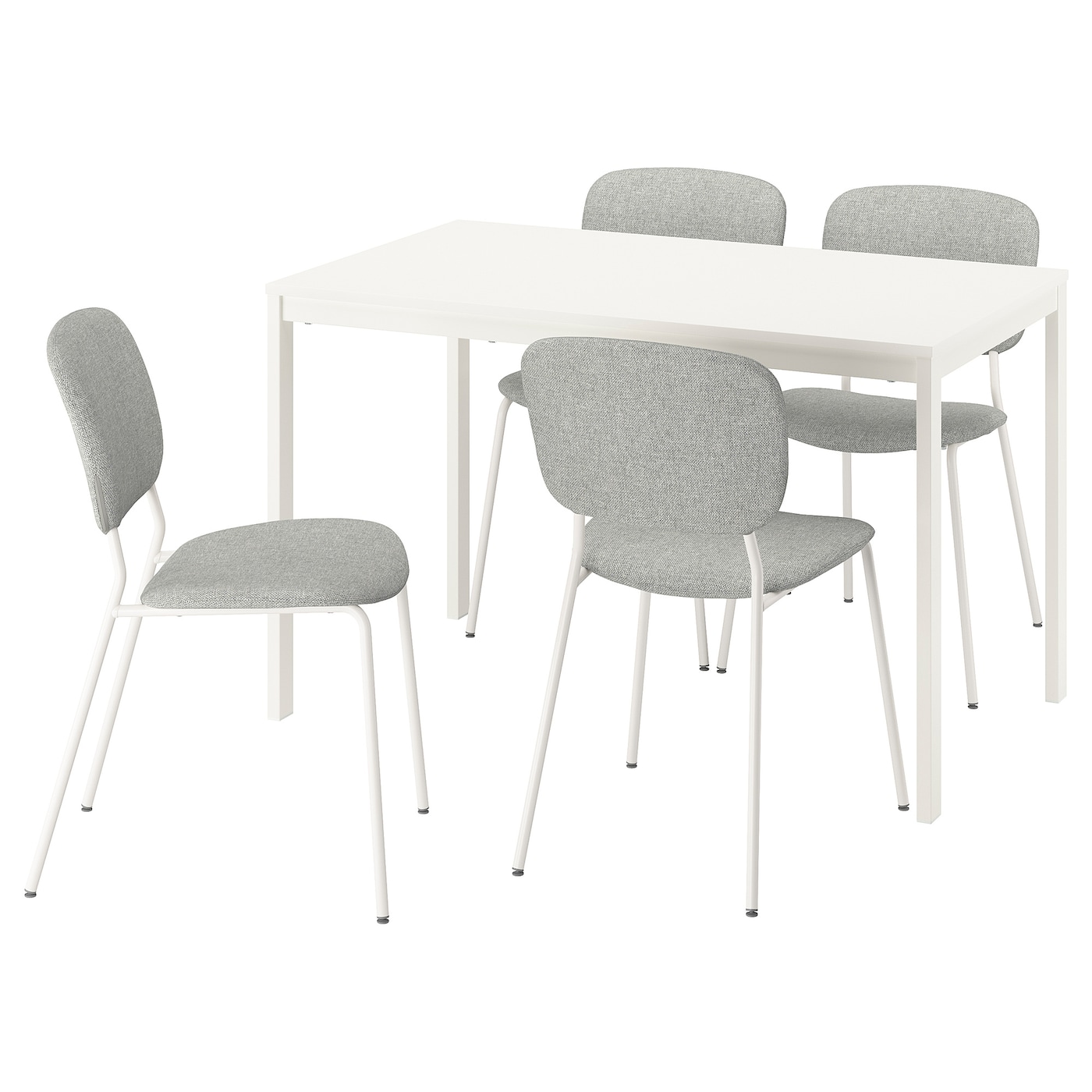 IKEA VIHALS / VIHALS stół i 4 krzesła, biały/biały Tibbleby beżowoszary, 120/180x74 cm