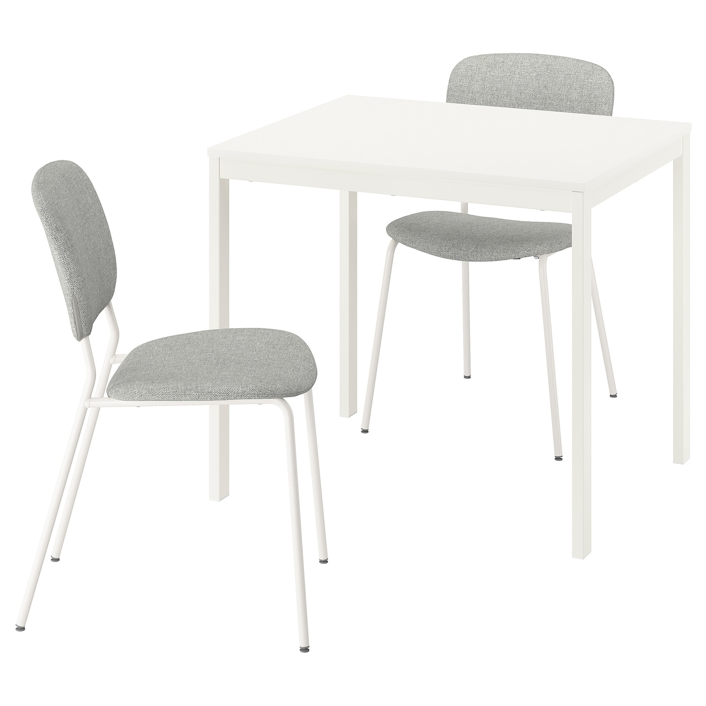 IKEA VIHALS / VIHALS stół i 2 krzesła, biały/biały Tibbleby beżowoszary, 84/120x74 cm
