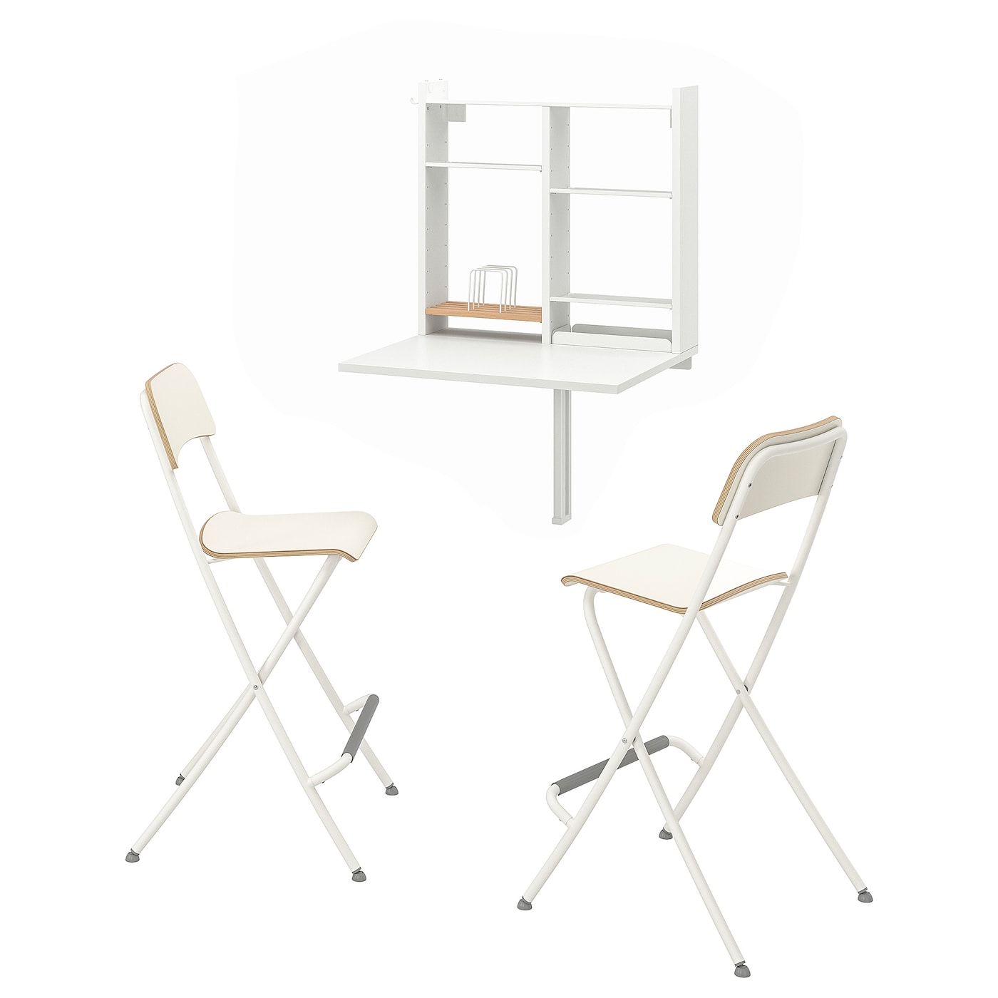 IKEA NORBERG / FRANKLIN stół i 2 krzesła, biały/biały