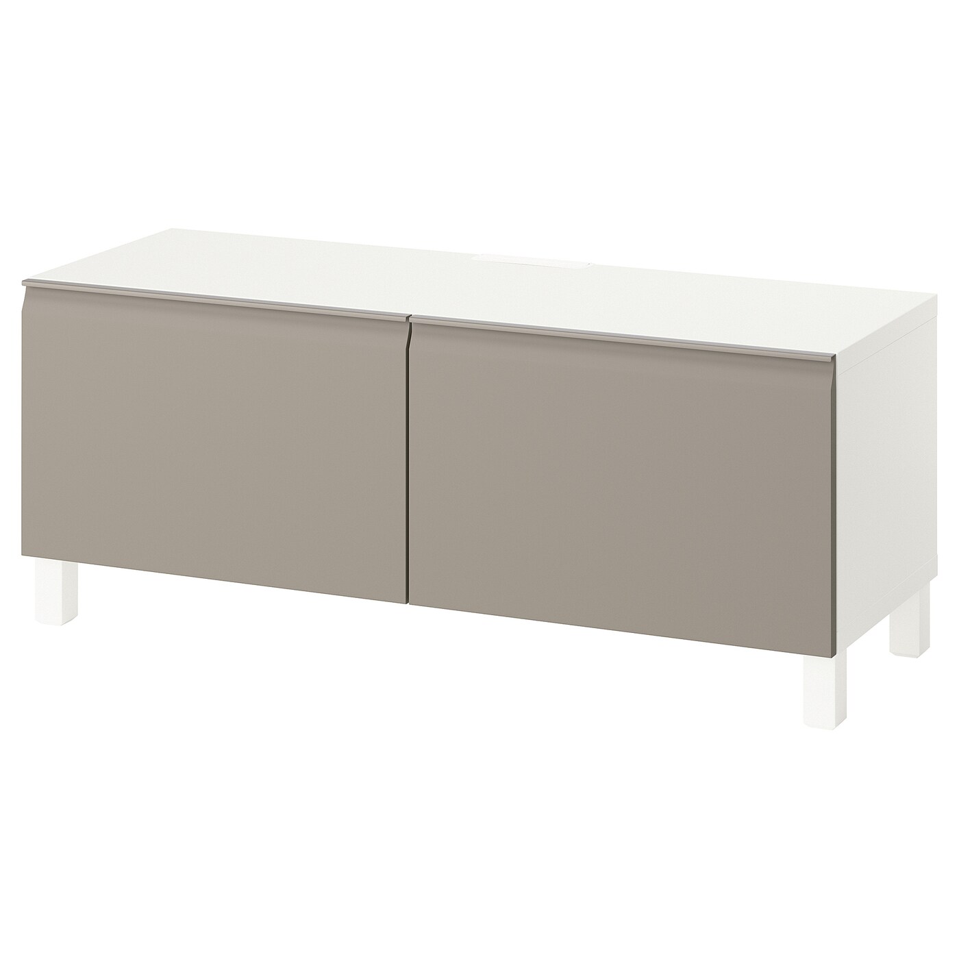 IKEA BESTÅ ława TV z drzwiami, biały/Hammarsmed/Stubbarp beżowy, 120x42x48 cm
