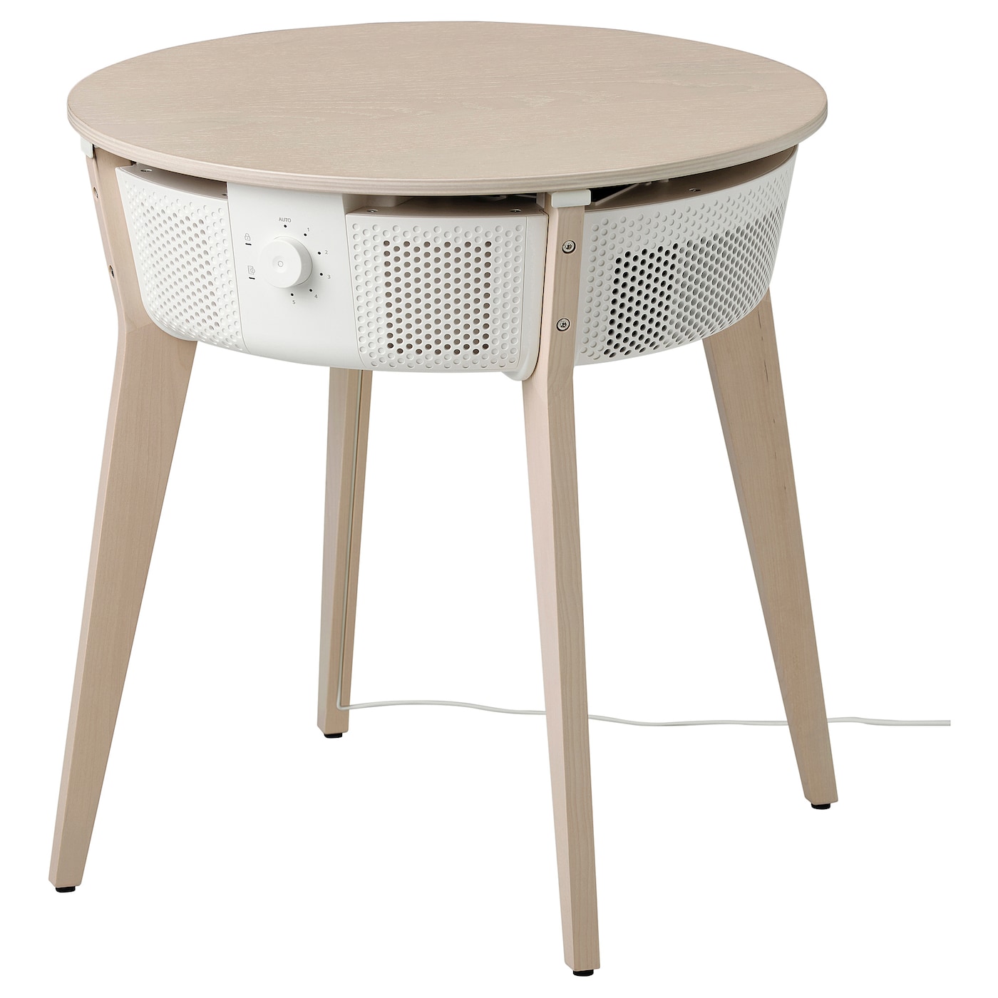 IKEA STARKVIND stół z oczyszczaczem powietrza, bejcowana okleina dębowa/biały smart, Długość kabla: 1.50 m