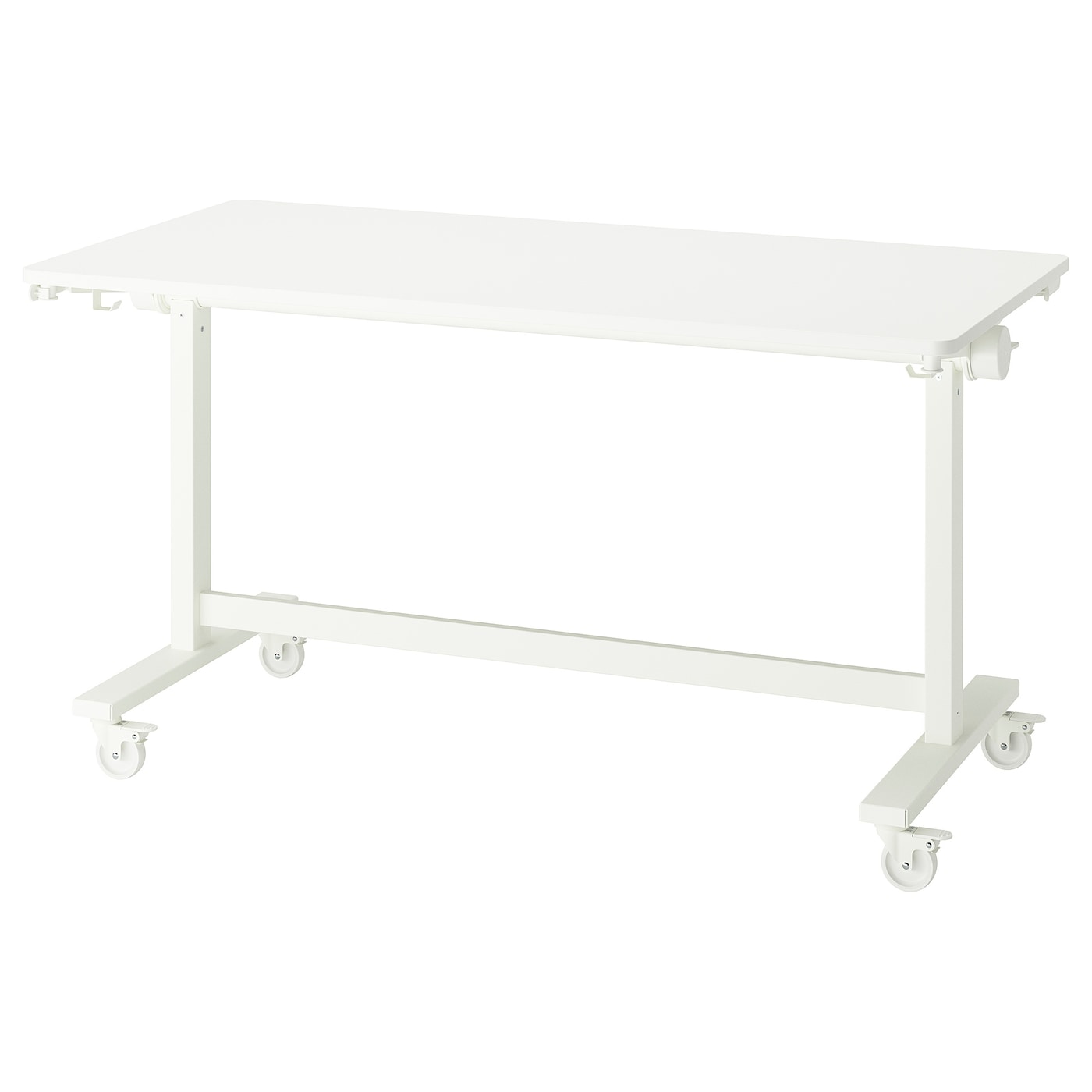 IKEA MITTZON stół składany na kółkach, biały, 140x70 cm