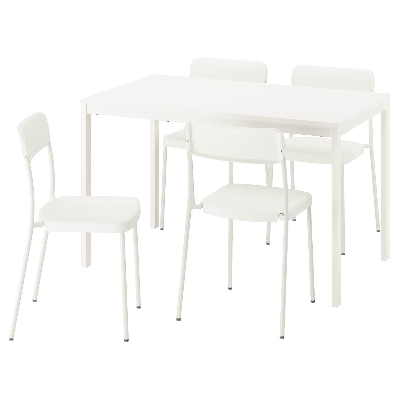 IKEA VIHALS / VIHALS stół i 4 krzesła, biały/biały, 120/180x74 cm