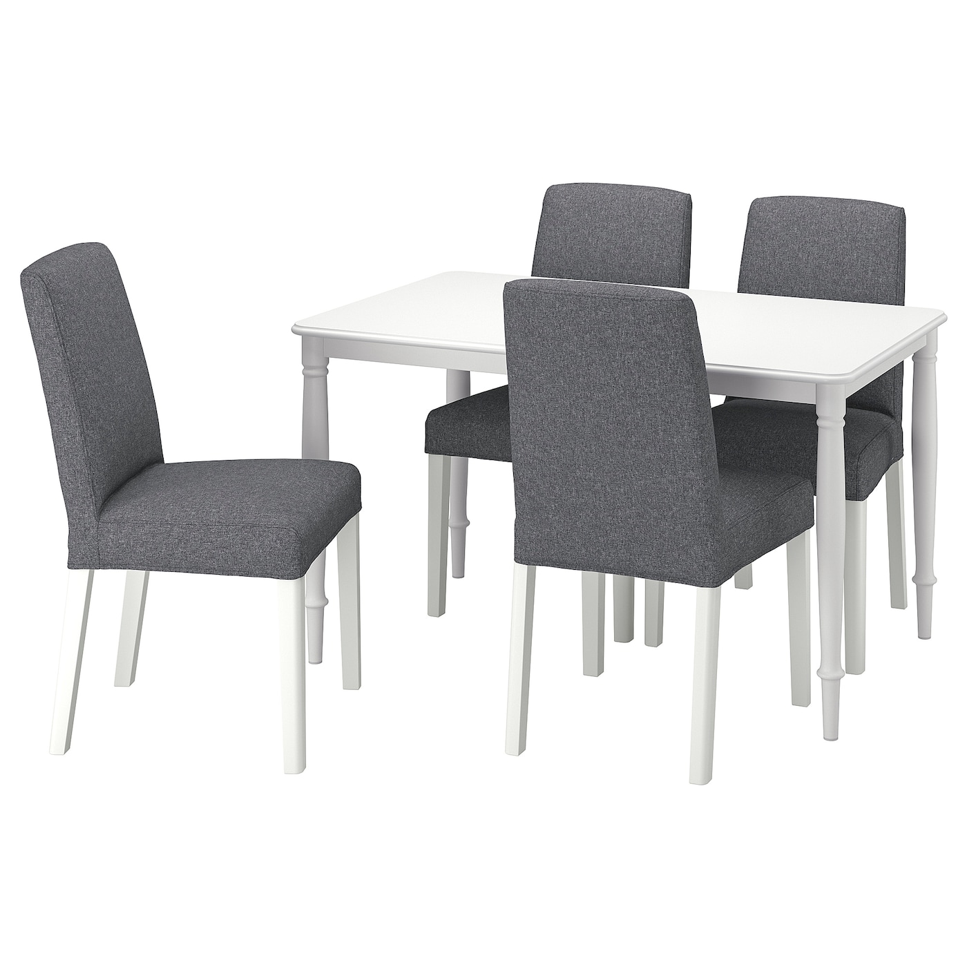 IKEA DANDERYD / BERGMUND stół i 4 krzesła, biały/Gunnared średni szary, 130 cm