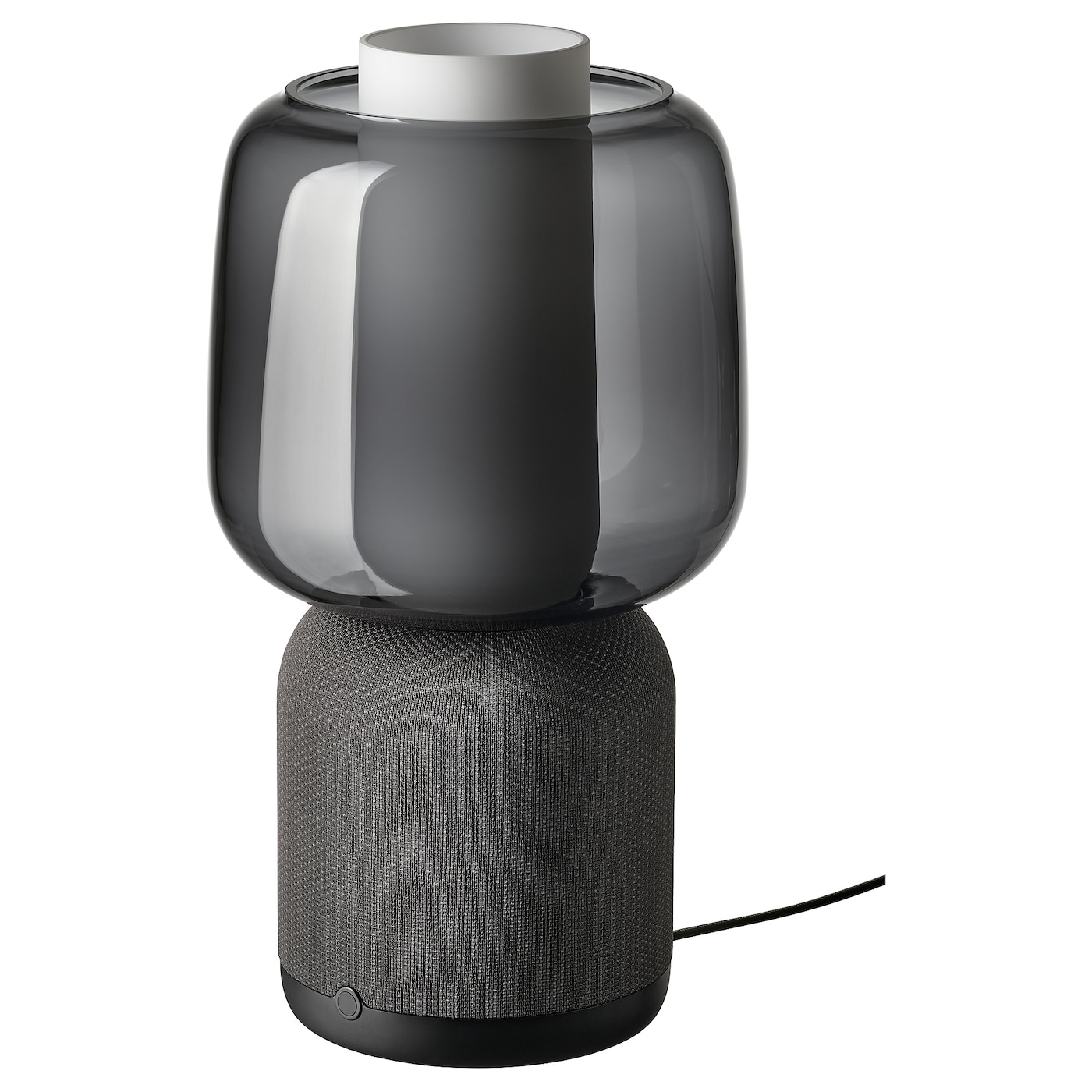 IKEA SYMFONISK lampa/głośnik Wi-Fi, szklany klosz, czarny, Długość kabla: 200 cm