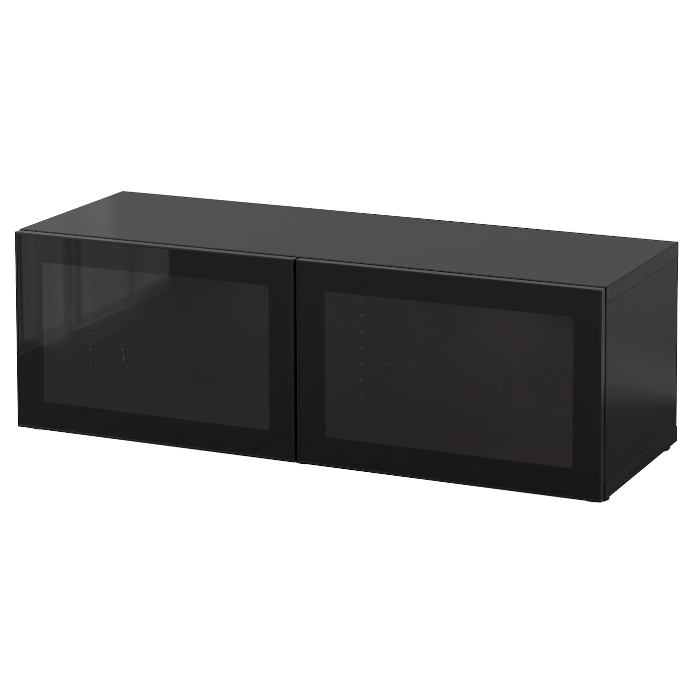 IKEA BESTÅ witryna, czarnybrąz/Glassvik czarne/przezroczyste szkło, 120x42x38 cm