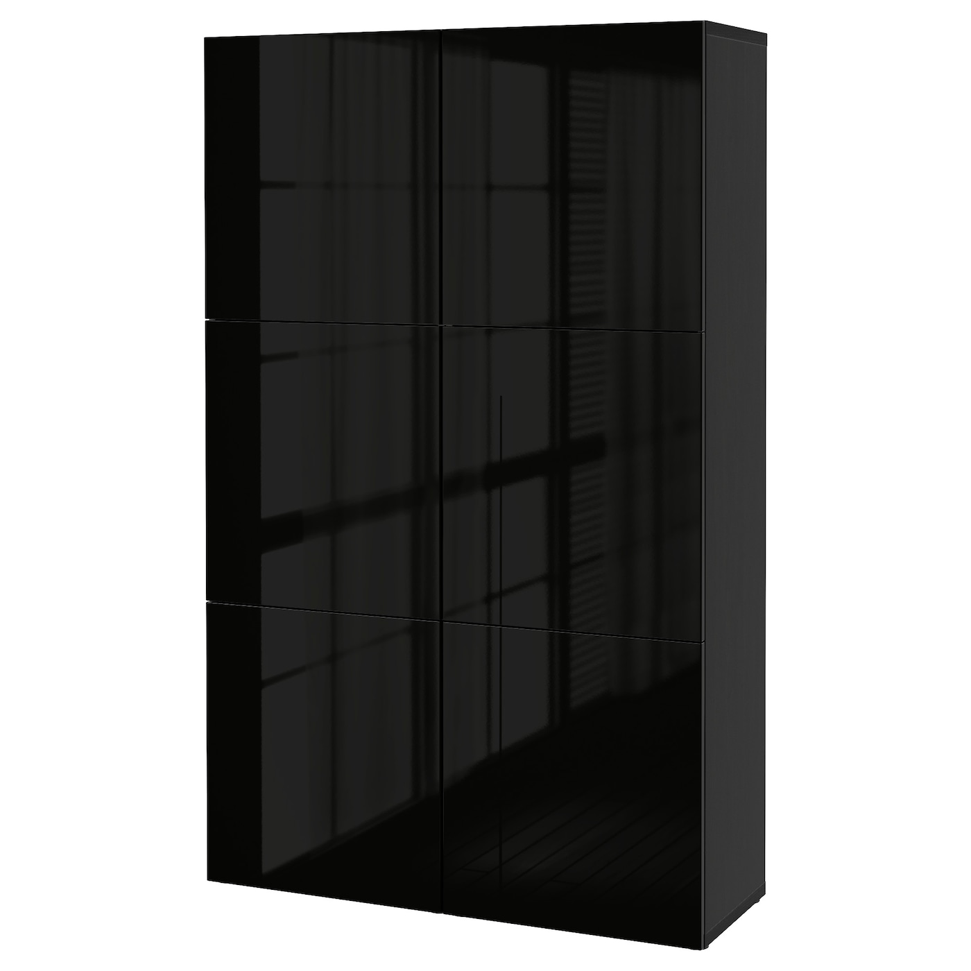 IKEA BESTÅ kombinacja z drzwiami, czarnybrąz/Selsviken połysk/czarny, 120x42x193 cm