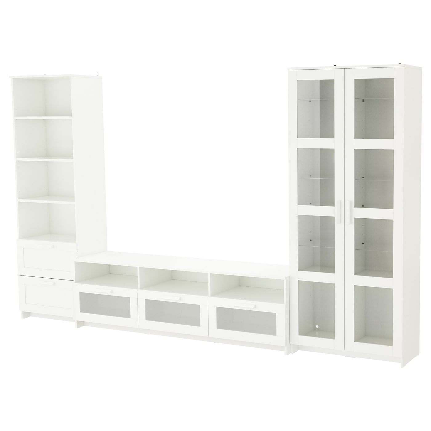 IKEA BRIMNES kombinacja na TV/szklane drzwi, biały, 320x41x190 cm