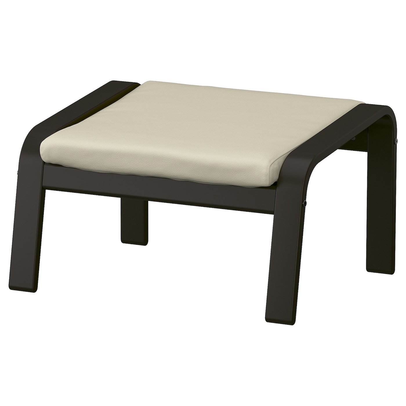 IKEA POÄNG podnóżek, czarnobrąz/Glose złamana biel, Szerokość: 68 cm