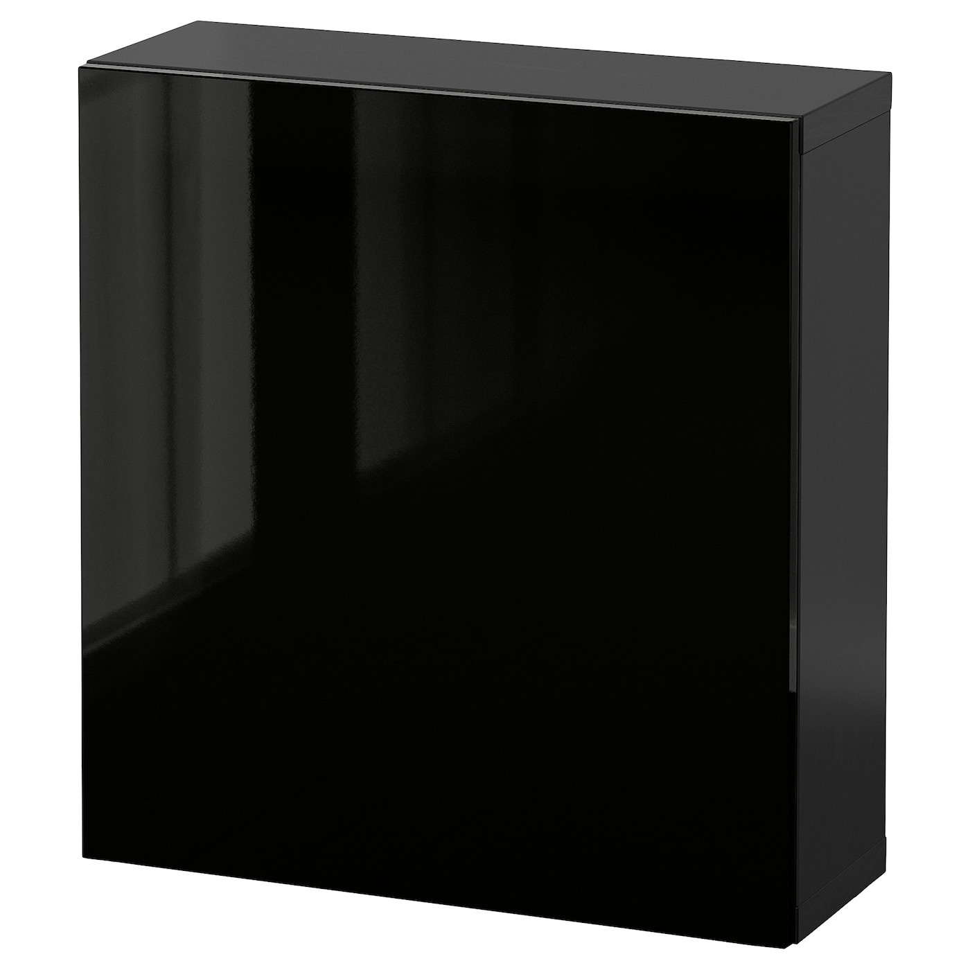 IKEA BESTÅ kombinacja szafek ściennych, czarnybrąz/Selsviken czarny, 60x22x64 cm
