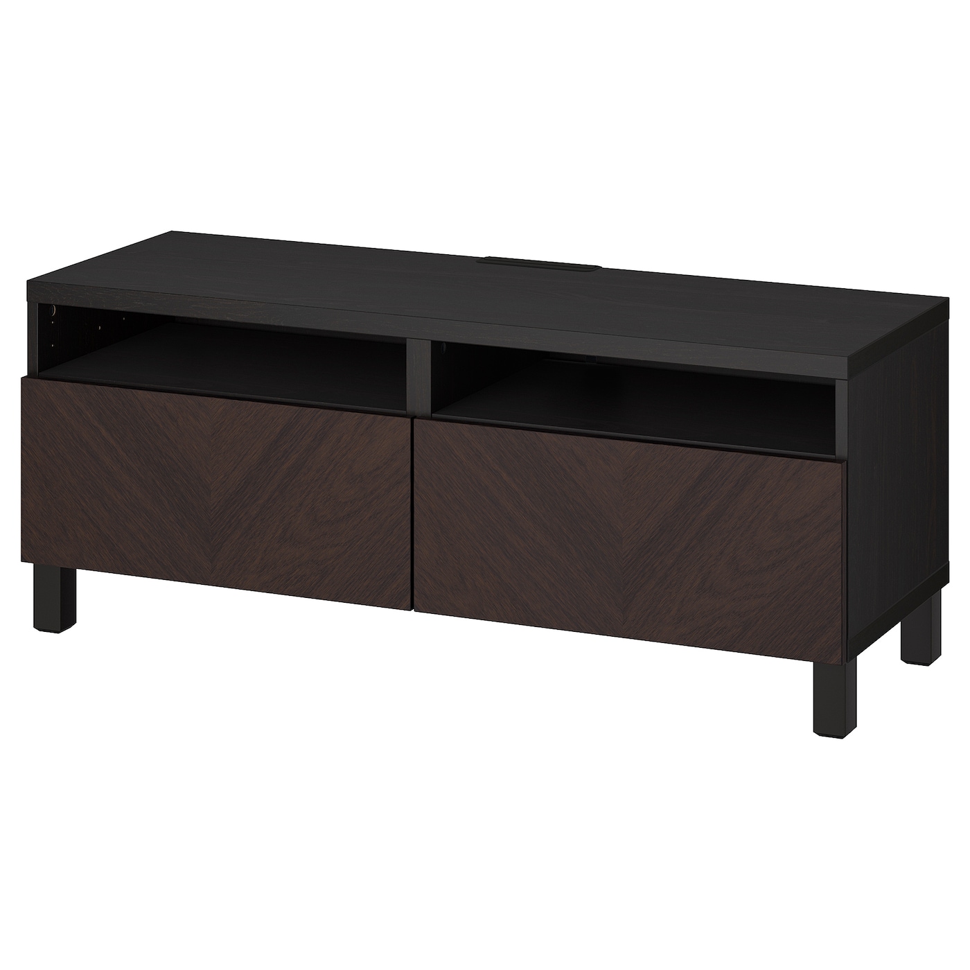 IKEA BESTÅ ława TV z szufladami, czarnybrąz Hedeviken/Stubbarp/ciemnobrązowy bejcowana okleina dębowa, 120x42x48 cm