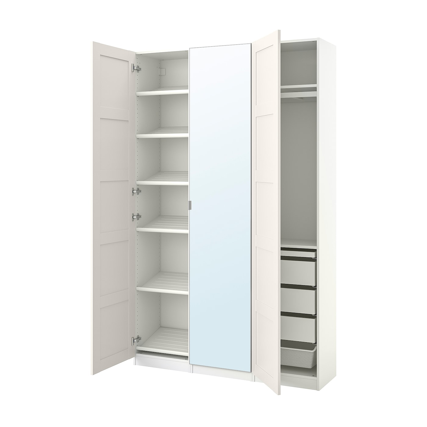 IKEA PAX / BERGSBO/ÅHEIM kombinacja szafy, biały/lustro, 150x38x236 cm