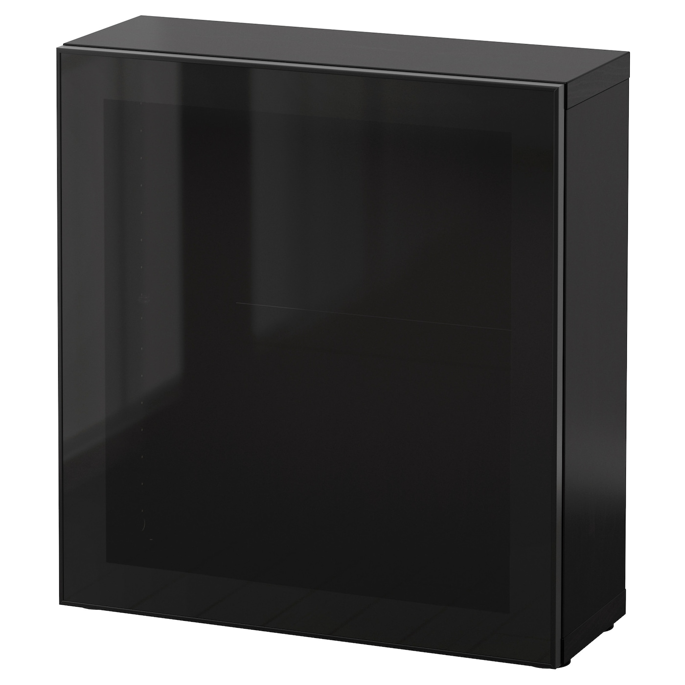 IKEA BESTÅ witryna, czarnybrąz/Glassvik czarne/przyciemniane szkło, 60x22x64 cm
