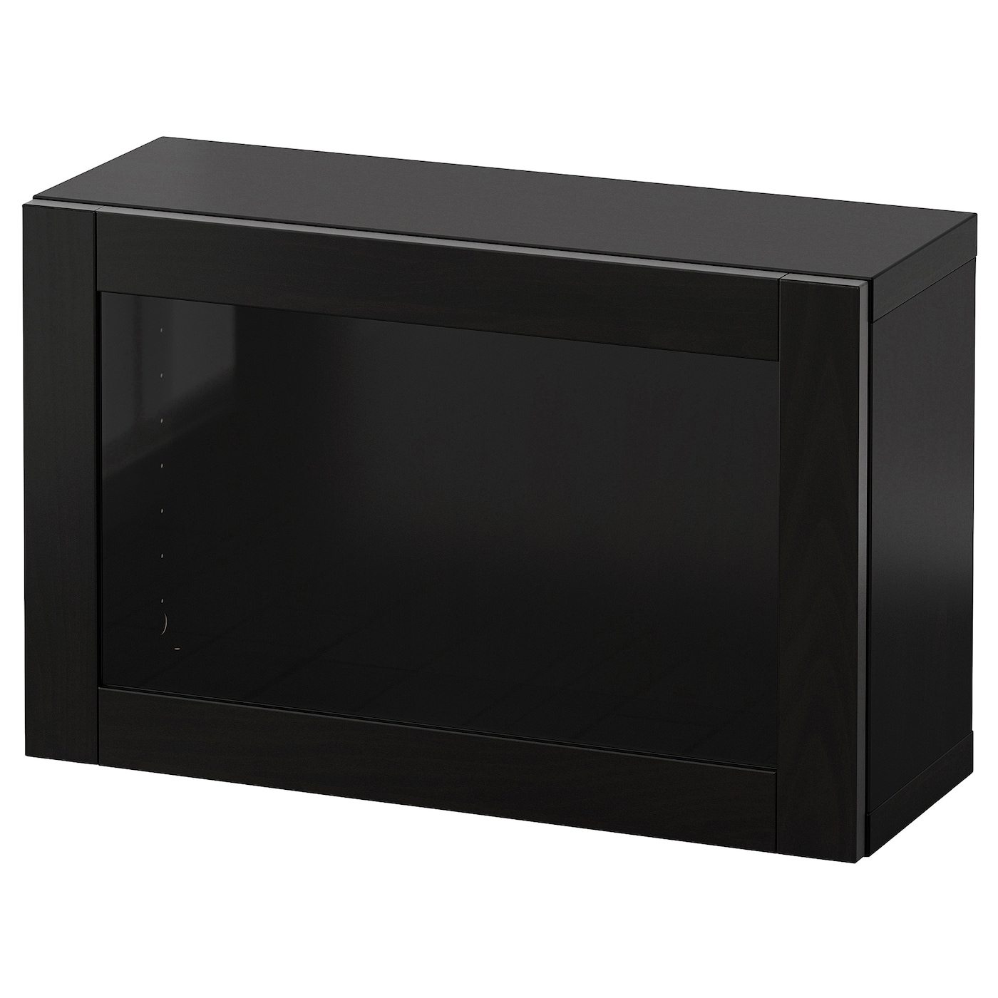 IKEA BESTÅ kombinacja szafek ściennych, czarnybrąz/Sindvik czarnobrązowe szkło przezroczyste, 60x22x38 cm